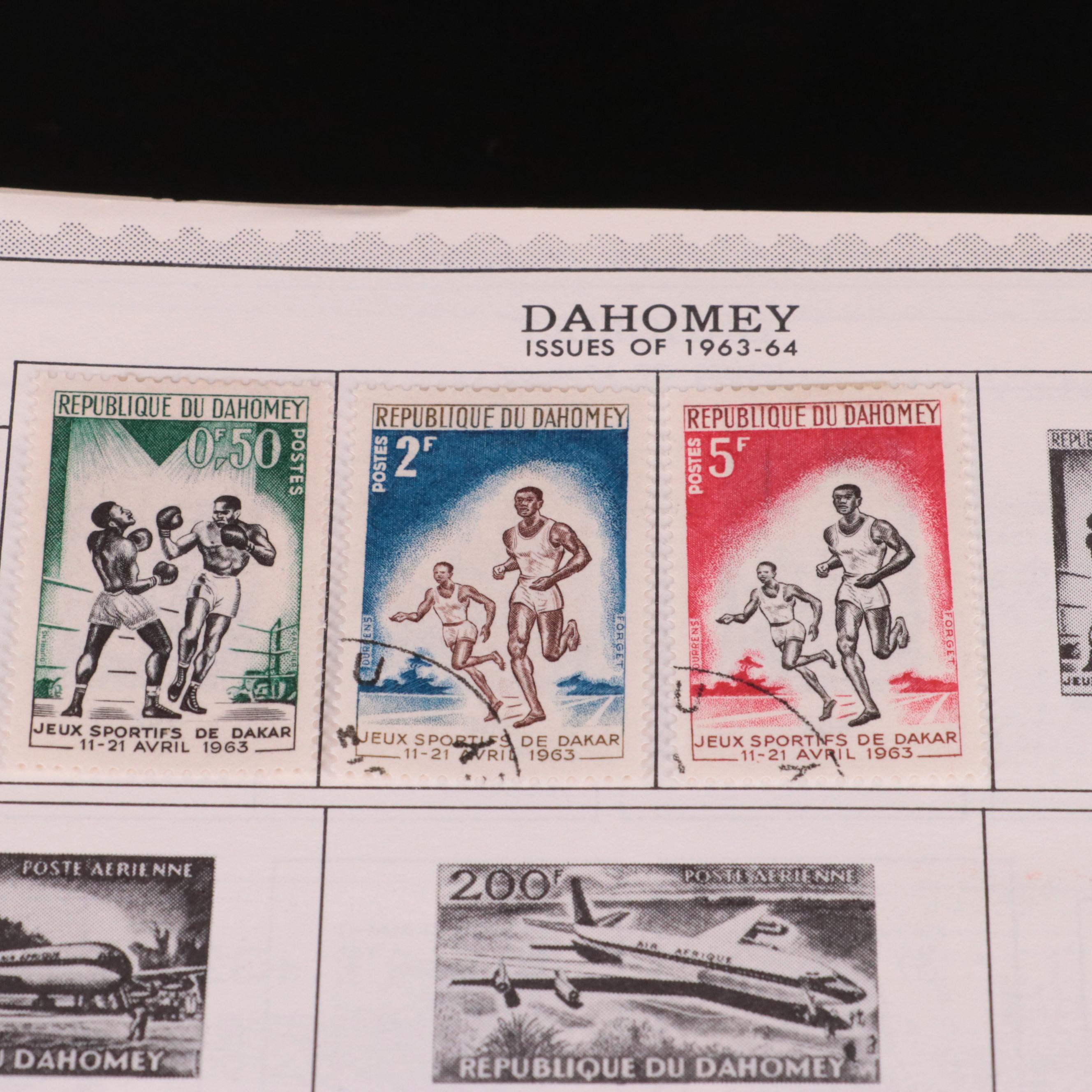 Stamp Stock Book, Pages From Minkus Albums, and a Plate Block Book