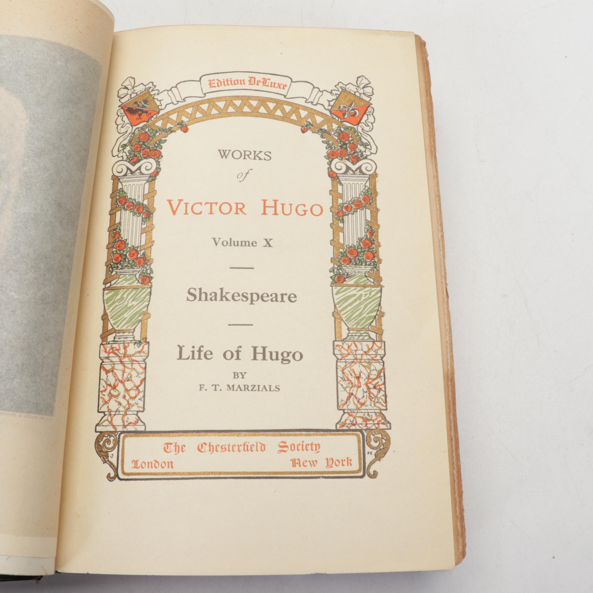Limited Edition DeLuxe "Works of Victor Hugo" Ten-Volume Set, circa 1900