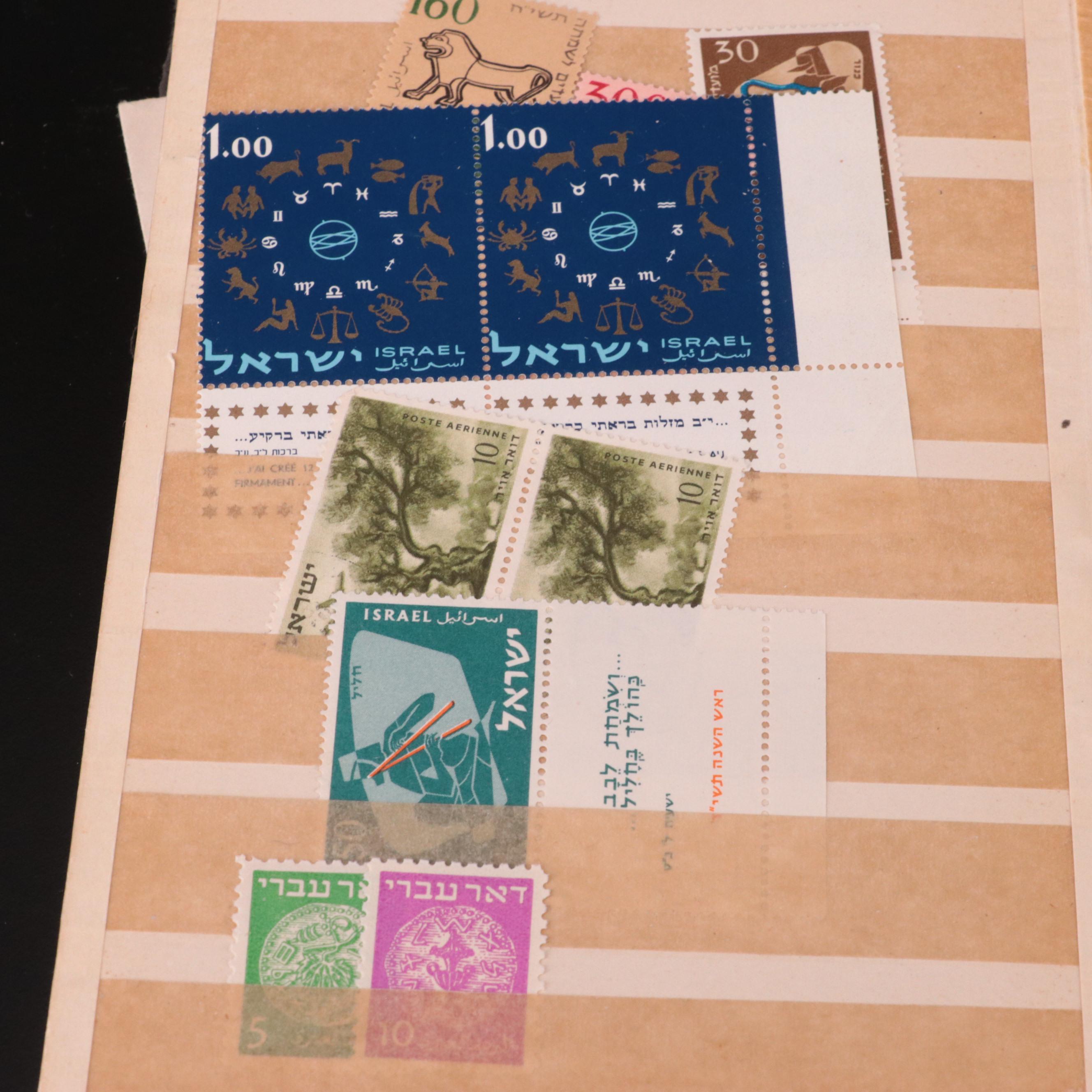 Stamp Stock Book, Pages From Minkus Albums, and a Plate Block Book