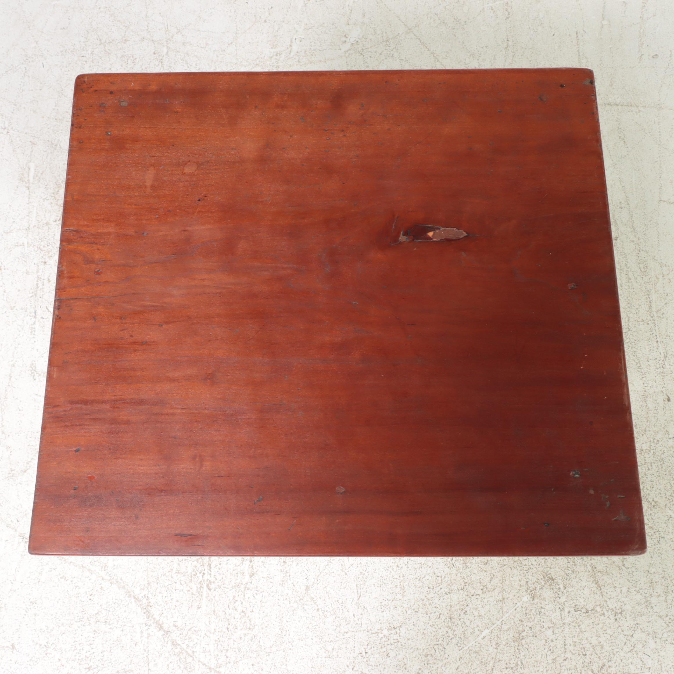 American Primitive Cherrywood and Tiger Maple Side Table, 19th Century