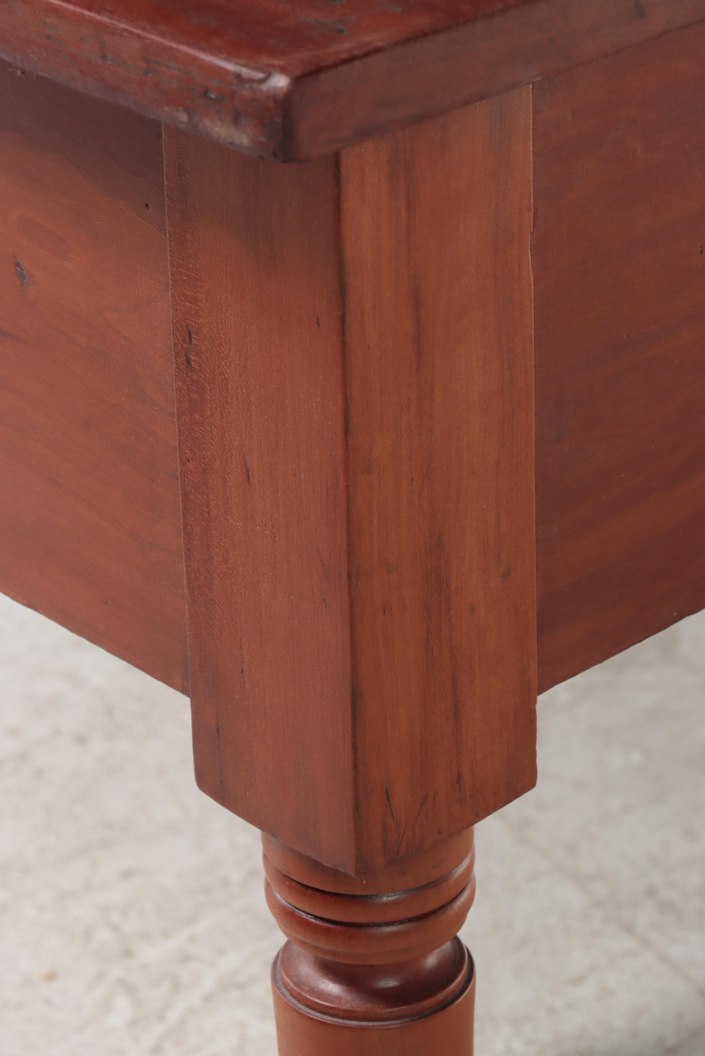 American Primitive Cherrywood and Tiger Maple Side Table, 19th Century