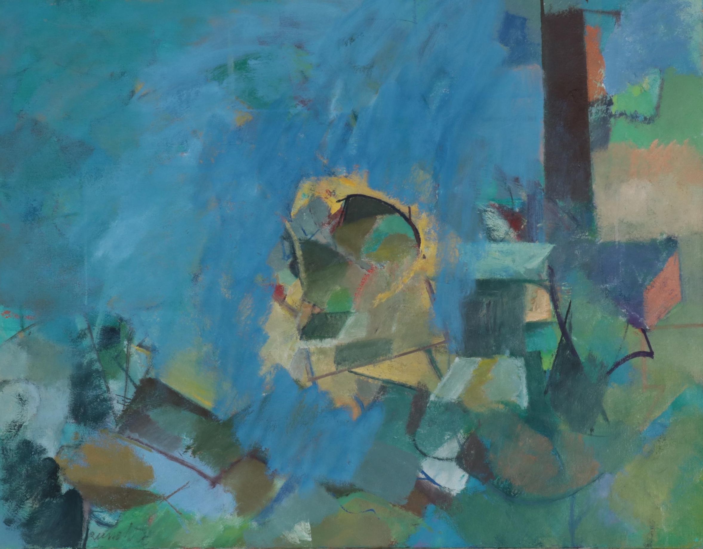 Paul Russotto Abstract Oil Painting "Green River Springs," 1989