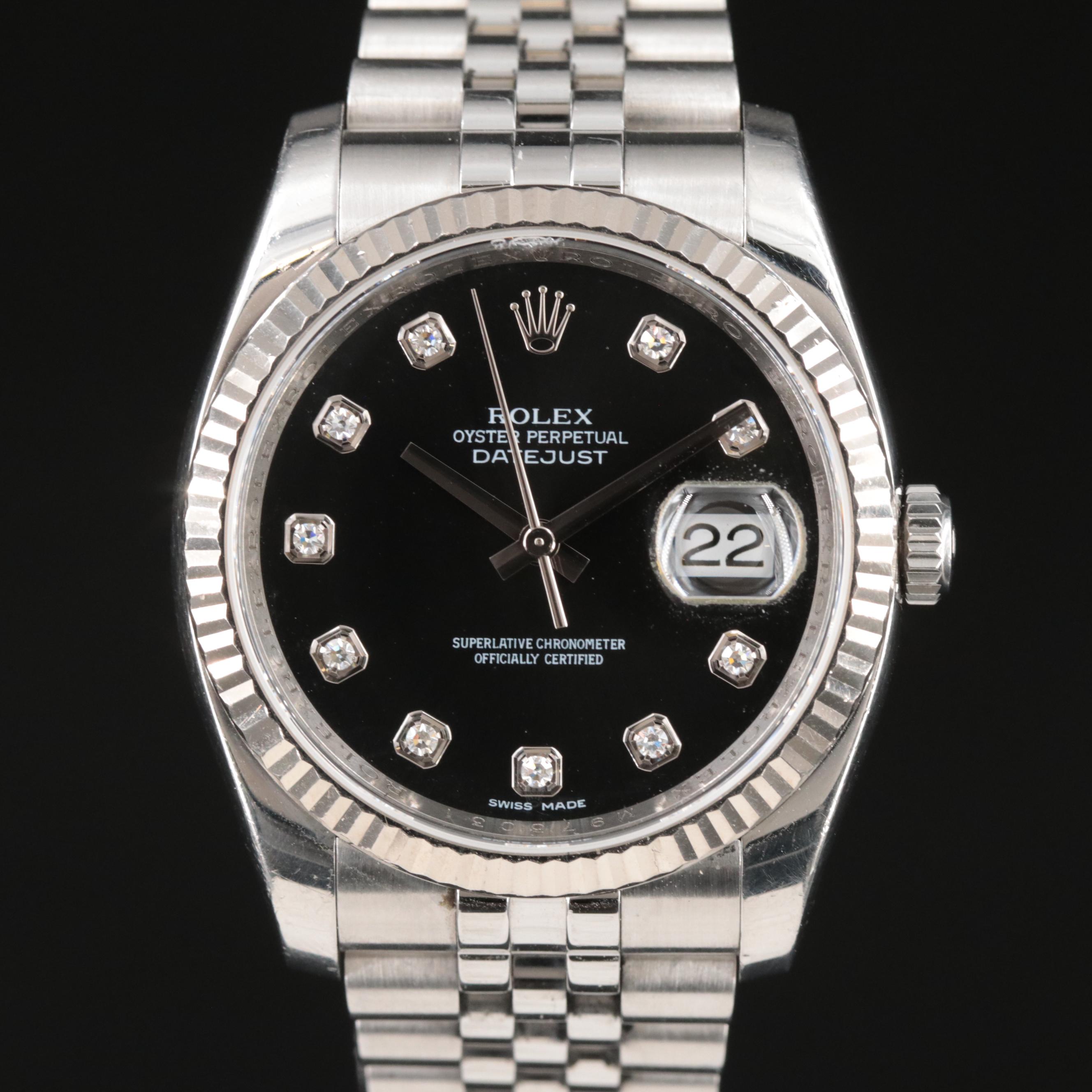 2007 Rolex Factory Diamond Dial Datejust Watch