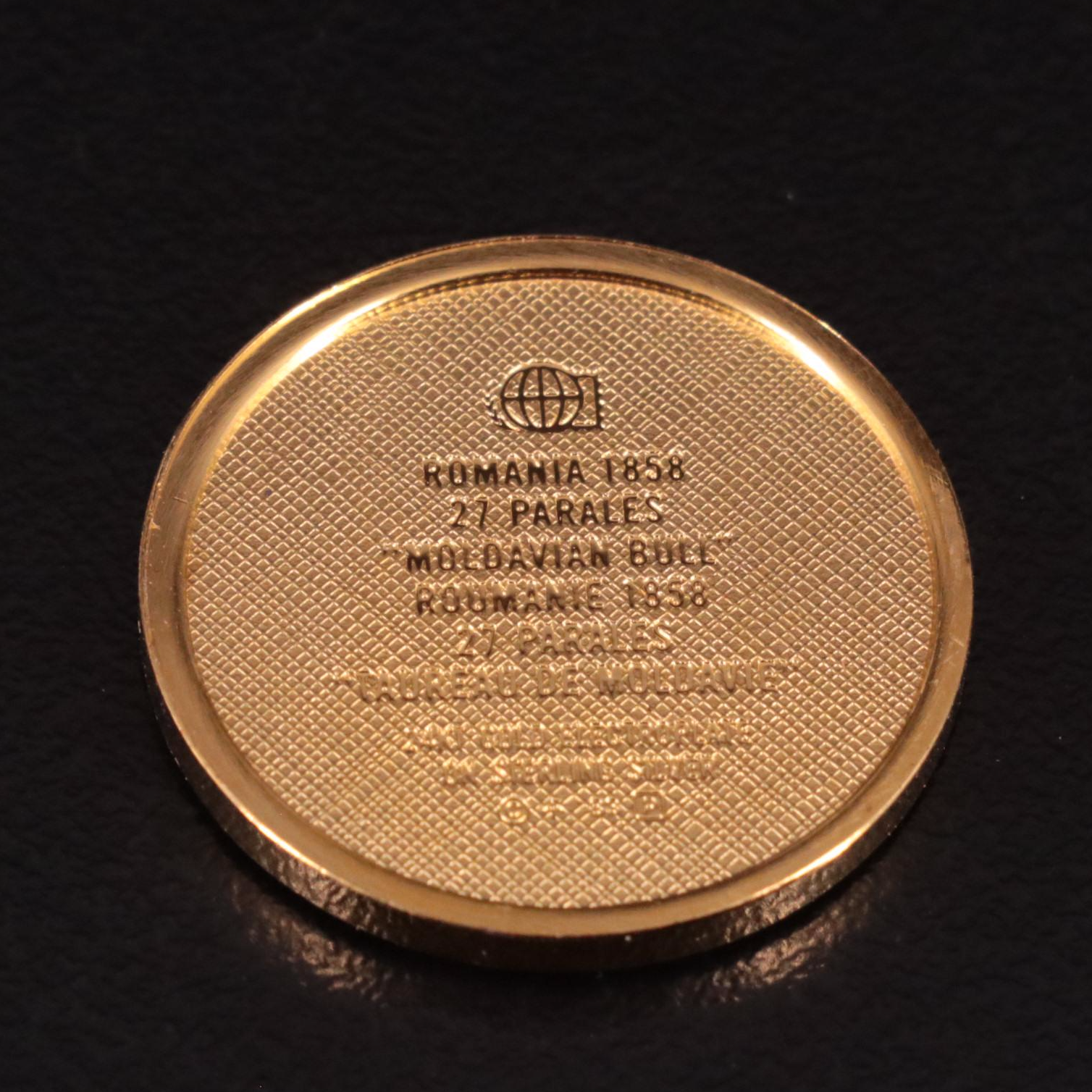 Thirteen Gold-Plated Sterling Silver Postage Stamp Reproductions