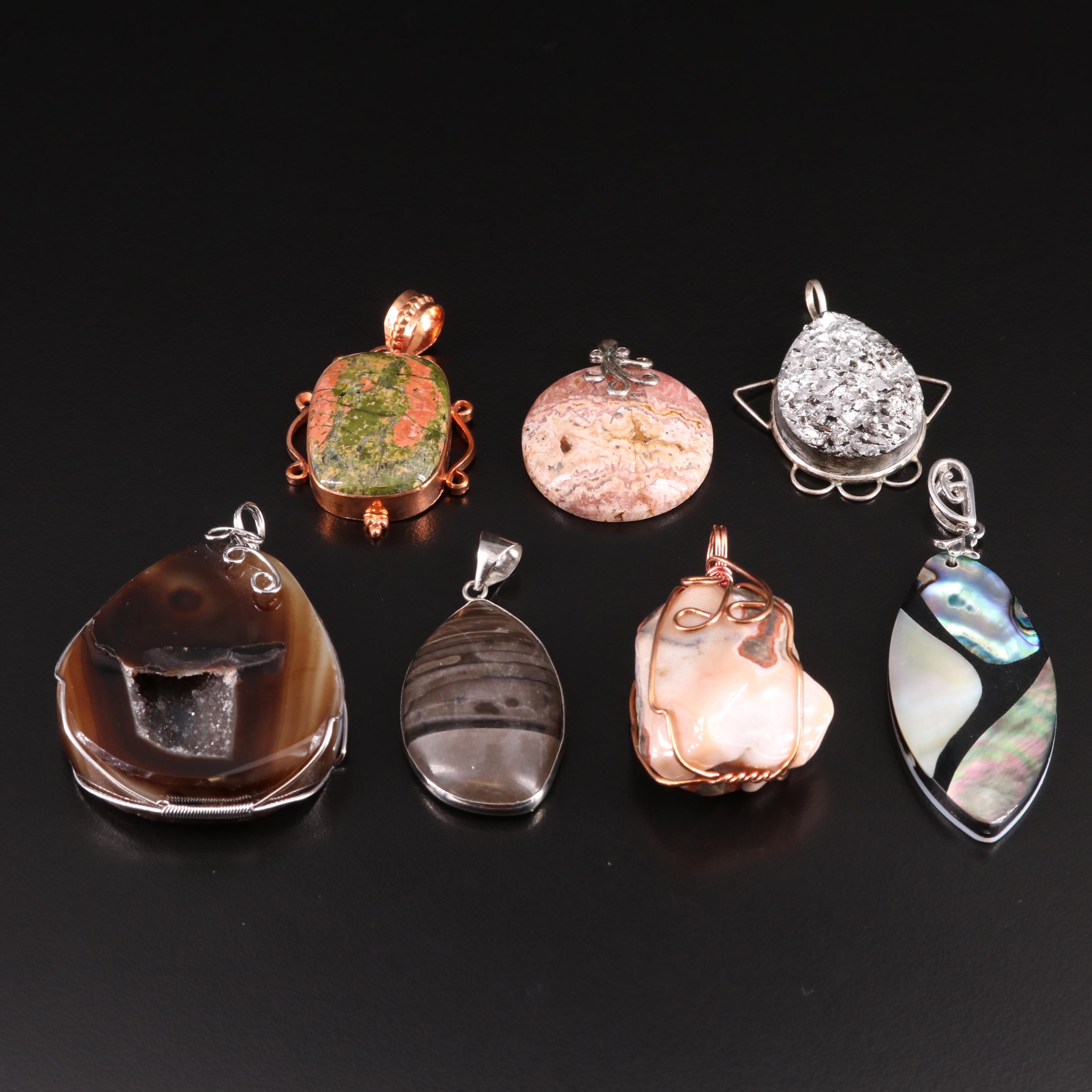 Sterling Abalone and Druzy Featured in Necklace and Pendants