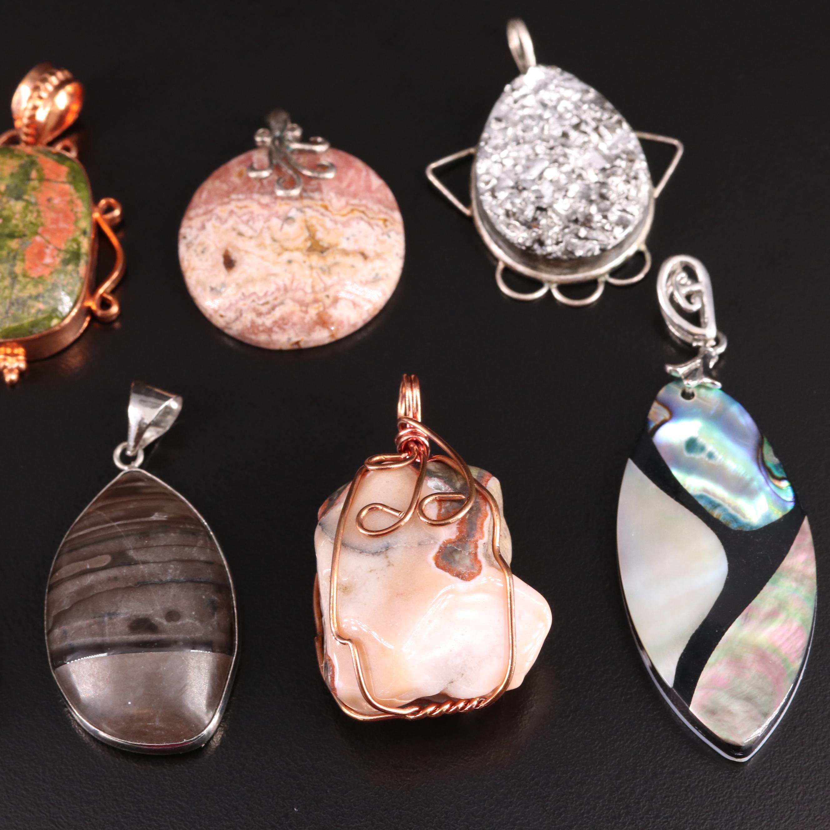 Sterling Abalone and Druzy Featured in Necklace and Pendants
