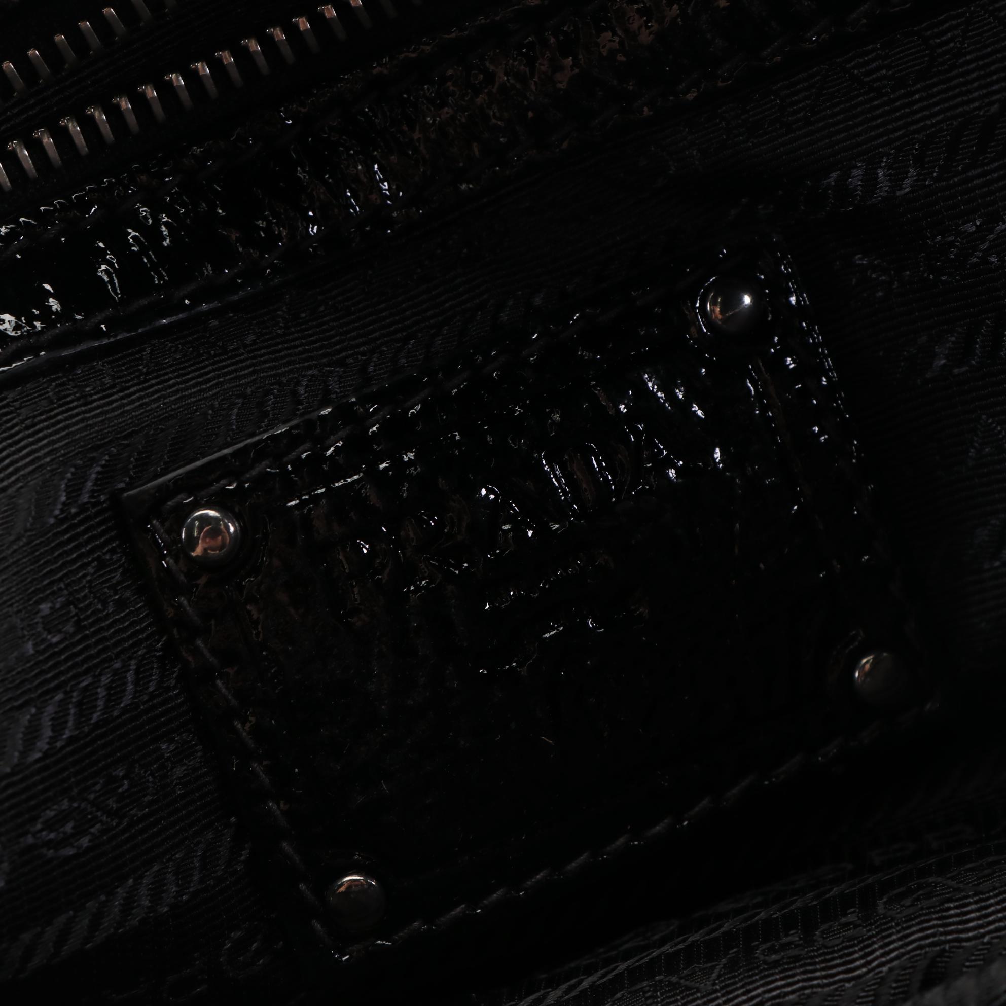 Prada Two-Way Handbag in Black Quilted Patent Leather