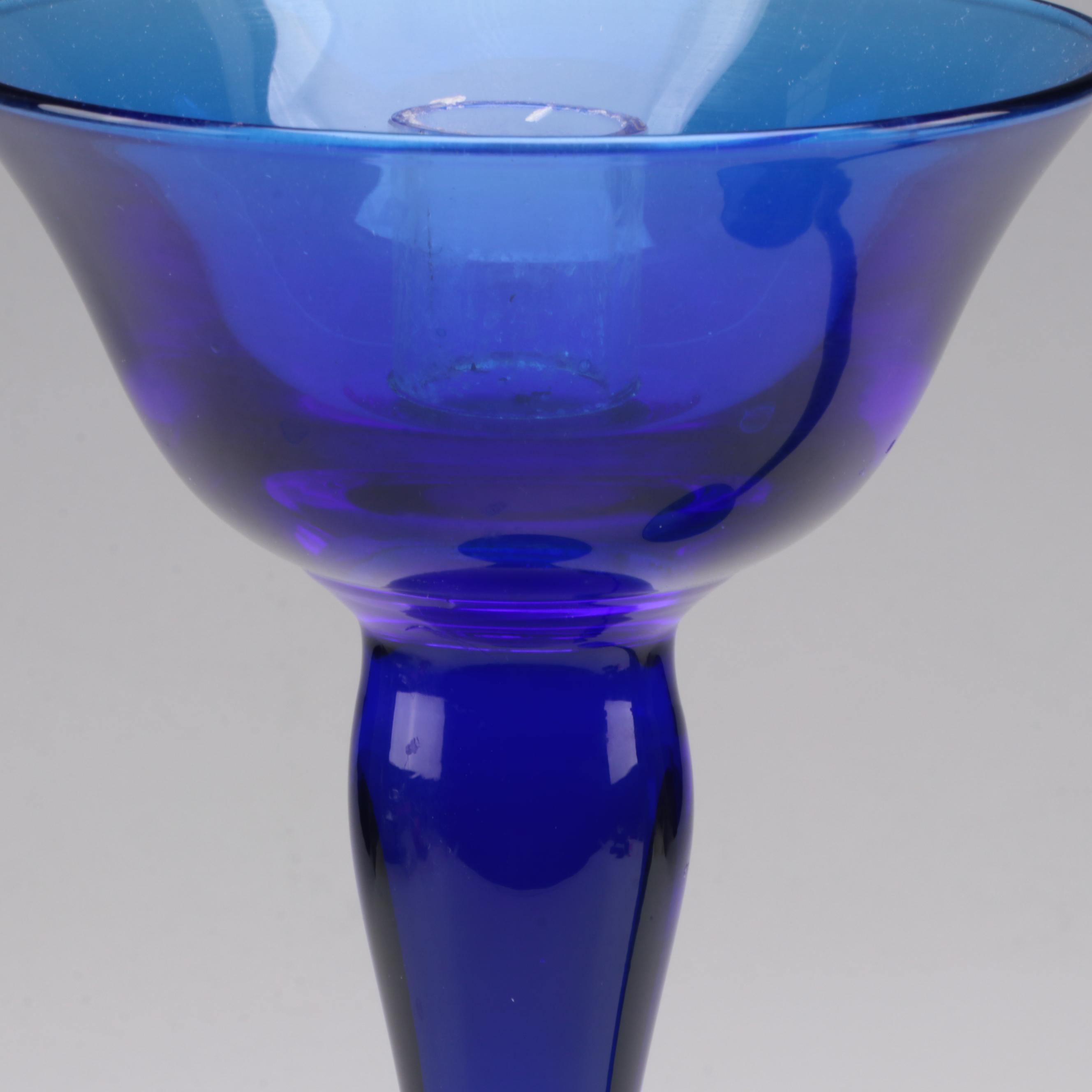 Cobalt Blue Glass Candle Holders