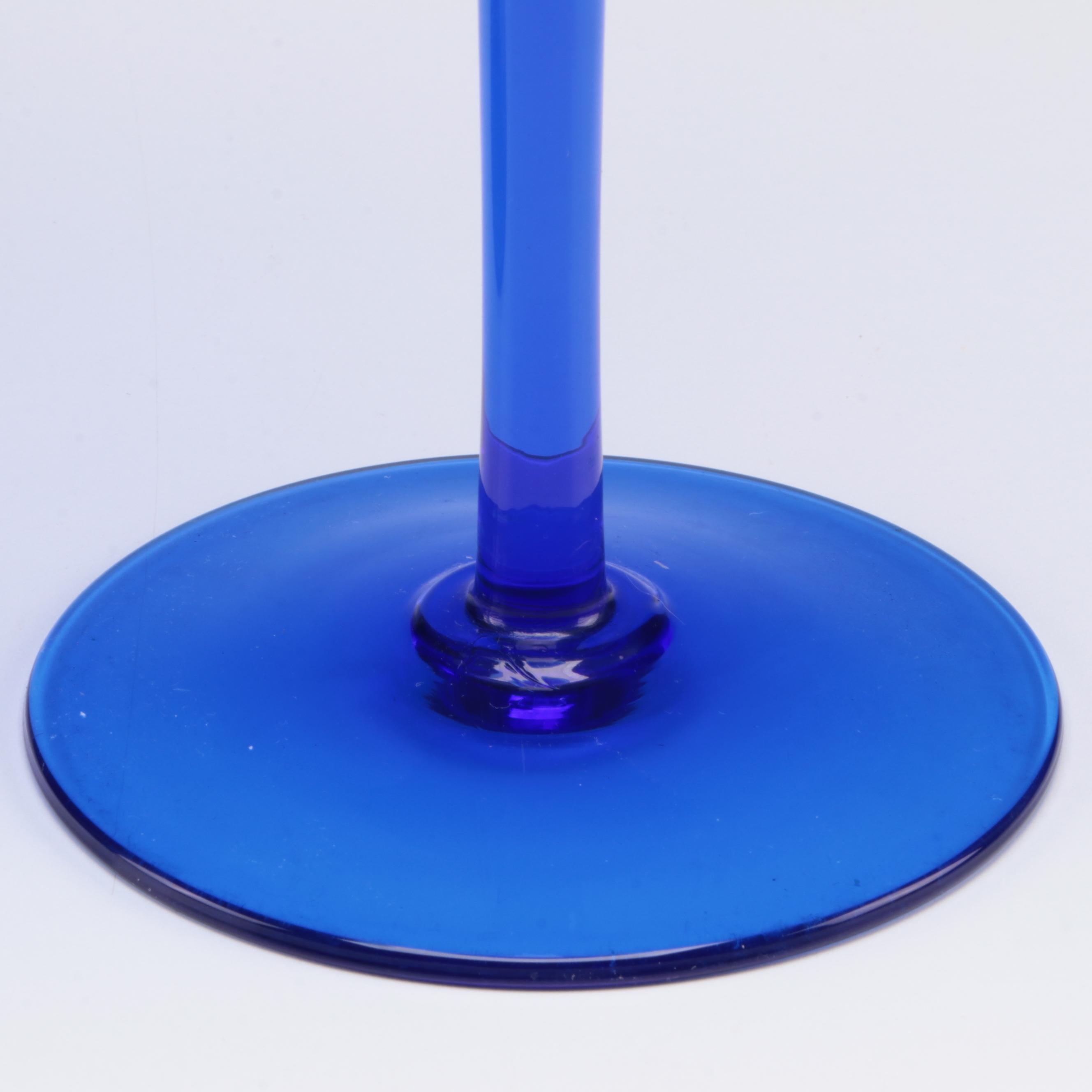 Cobalt Blue Glass Candle Holders