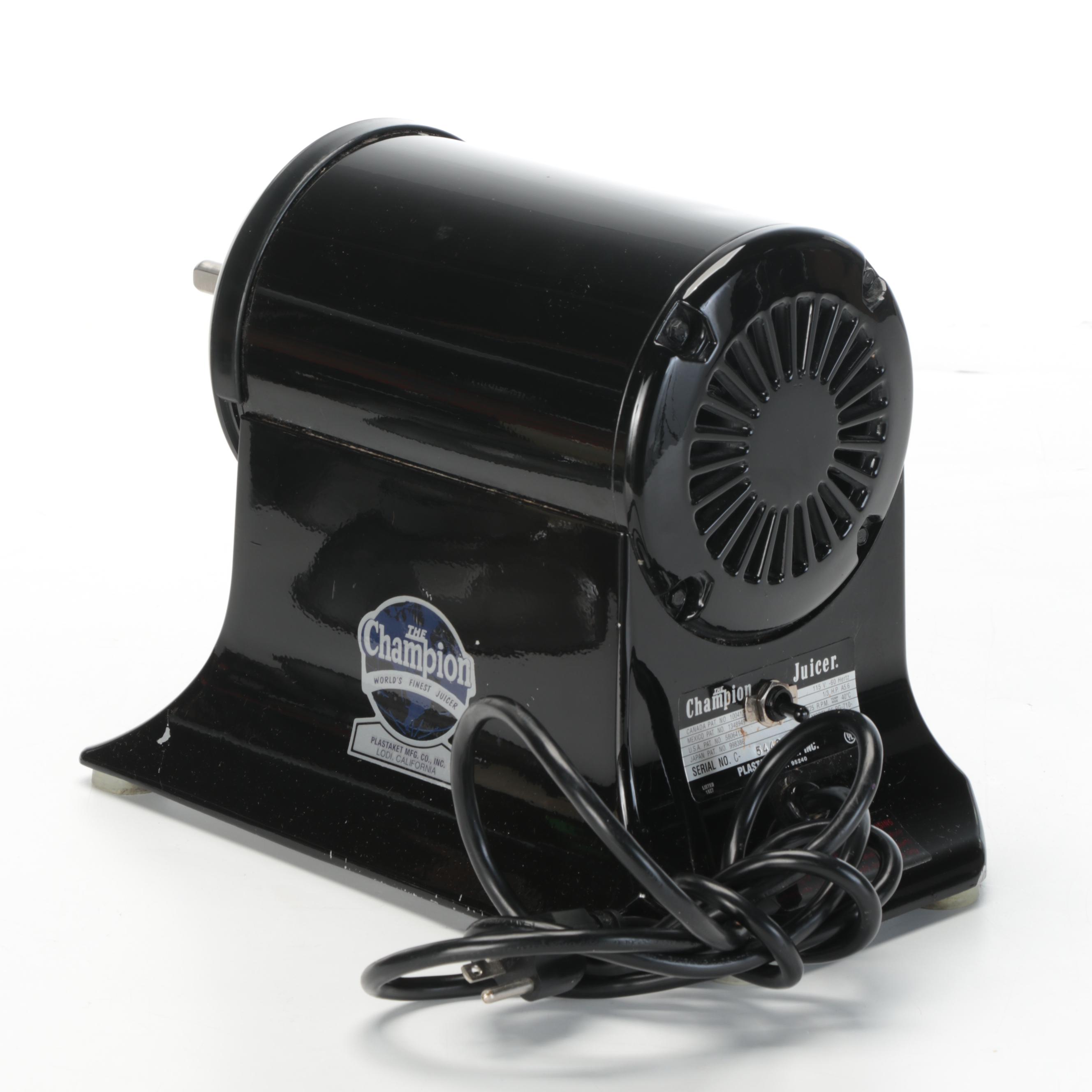 Plastaket Mfg. Co. "The Champion" Electric Juicer with Attachments