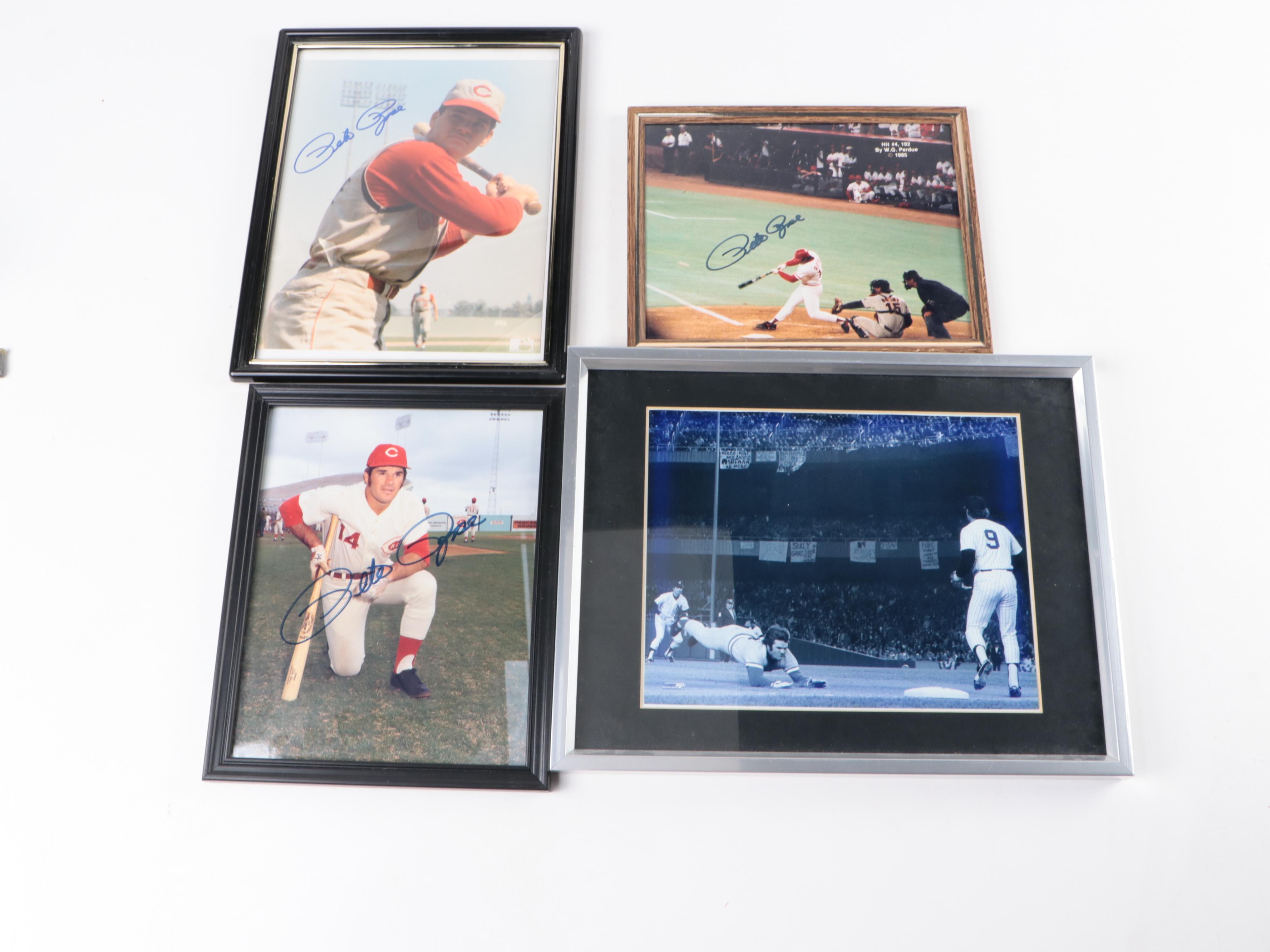 Pete Rose Signed Giclées with Books, Ceramic Cards, Newspapers and More