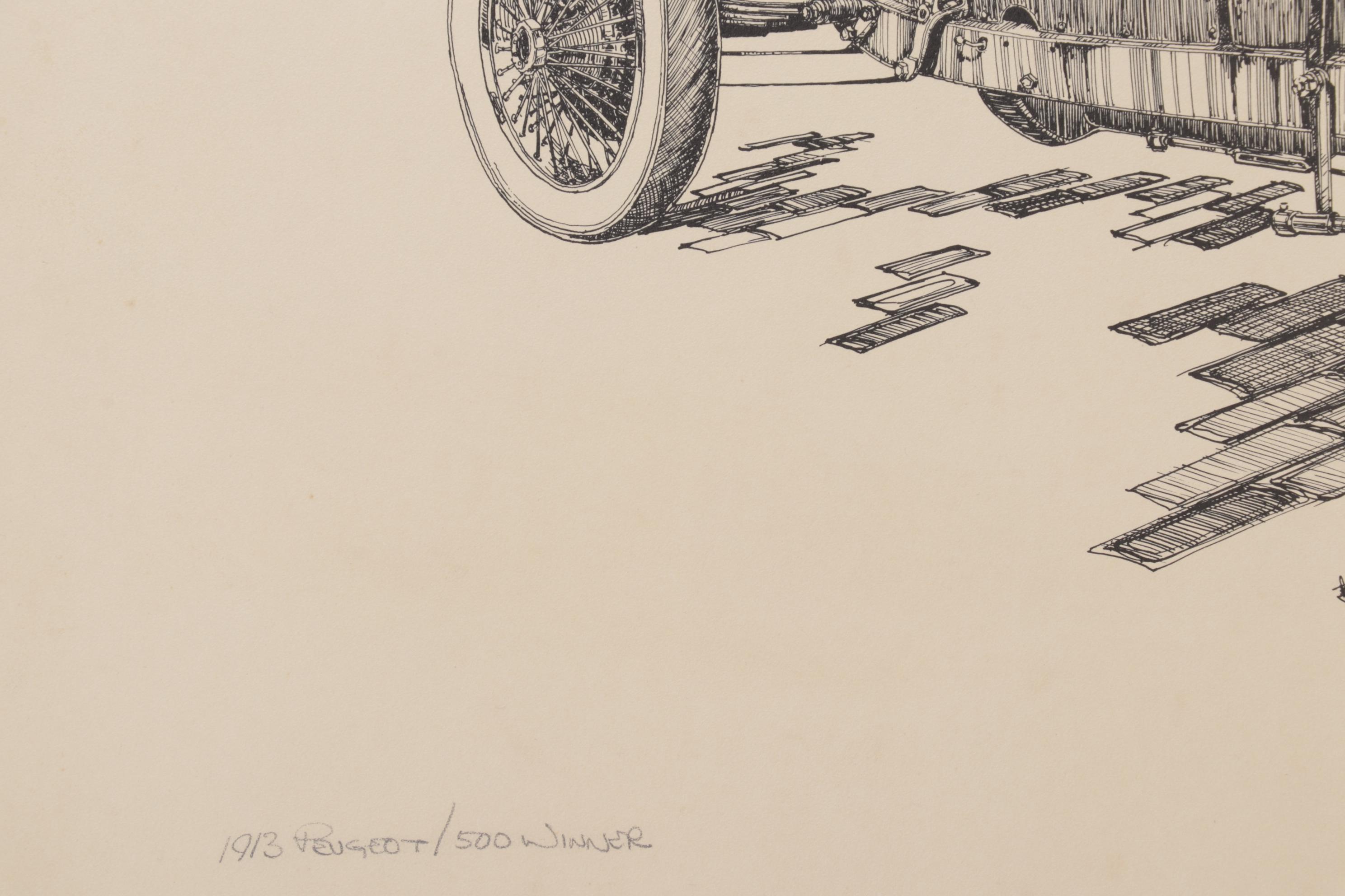 Indy 500 Lithograph "1913 Peugeot / 500 Winner," 1976