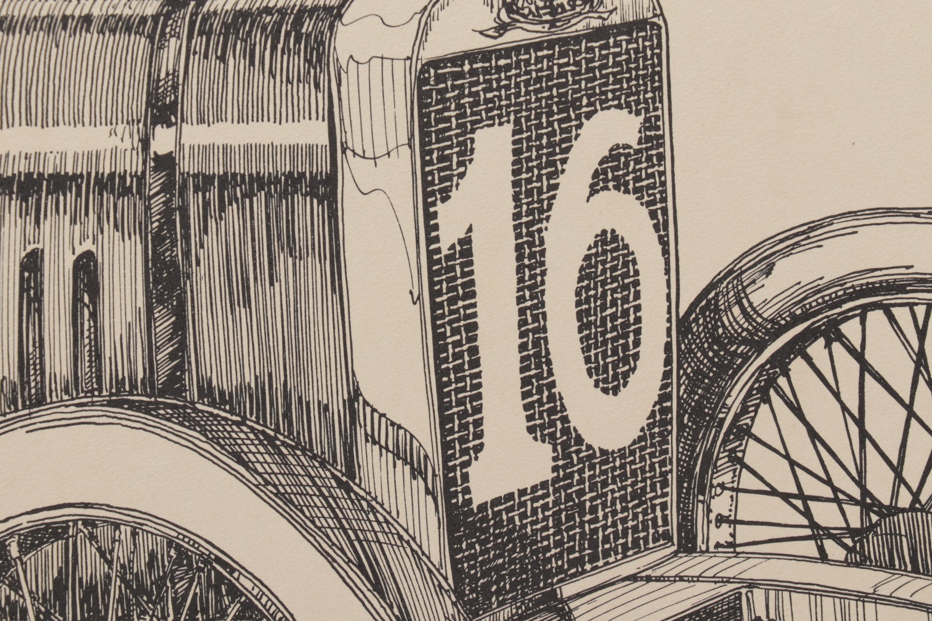 Indy 500 Lithograph "1913 Peugeot / 500 Winner," 1976