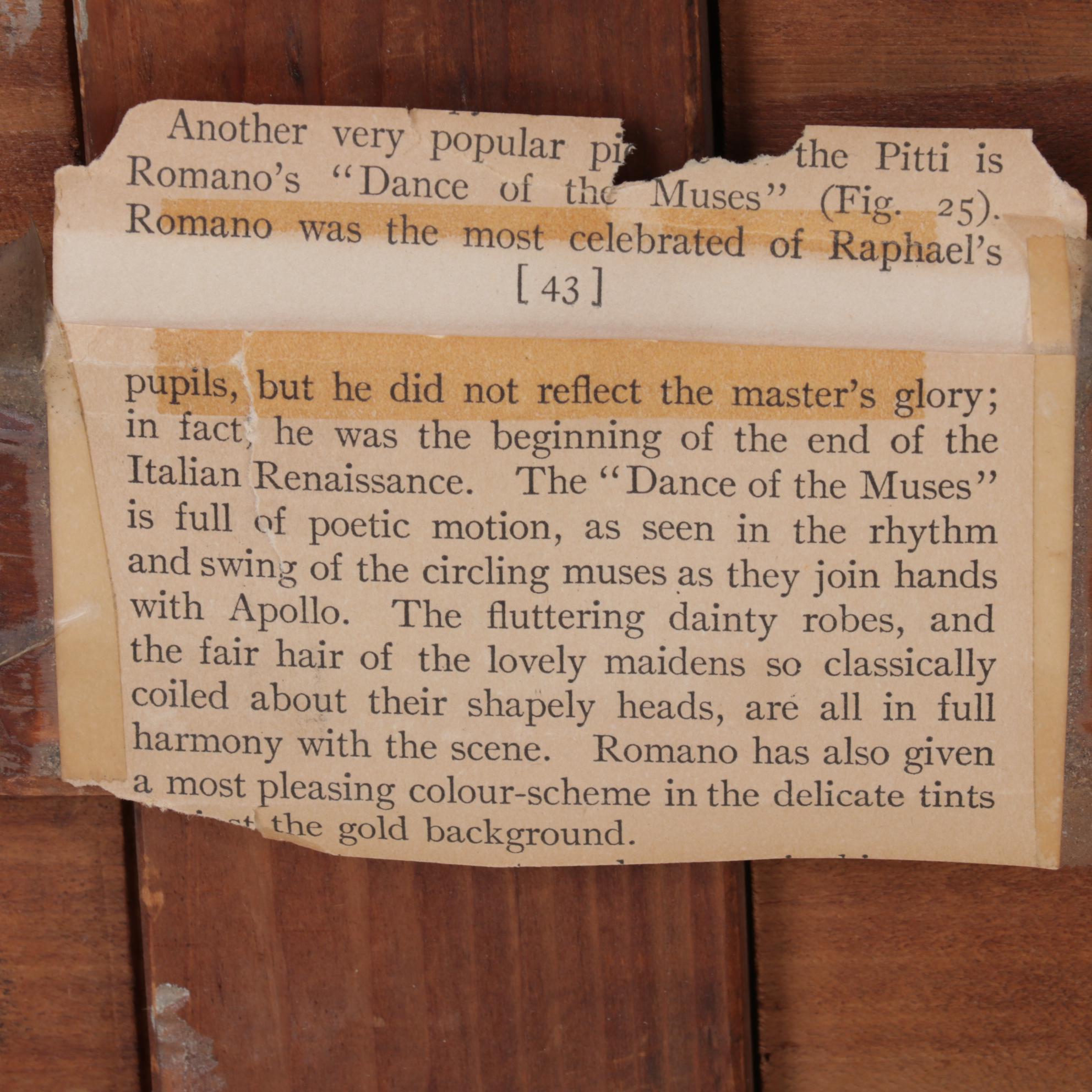 Tempera Painting After Giulio Romano "Dance of Apollo With the Muses"