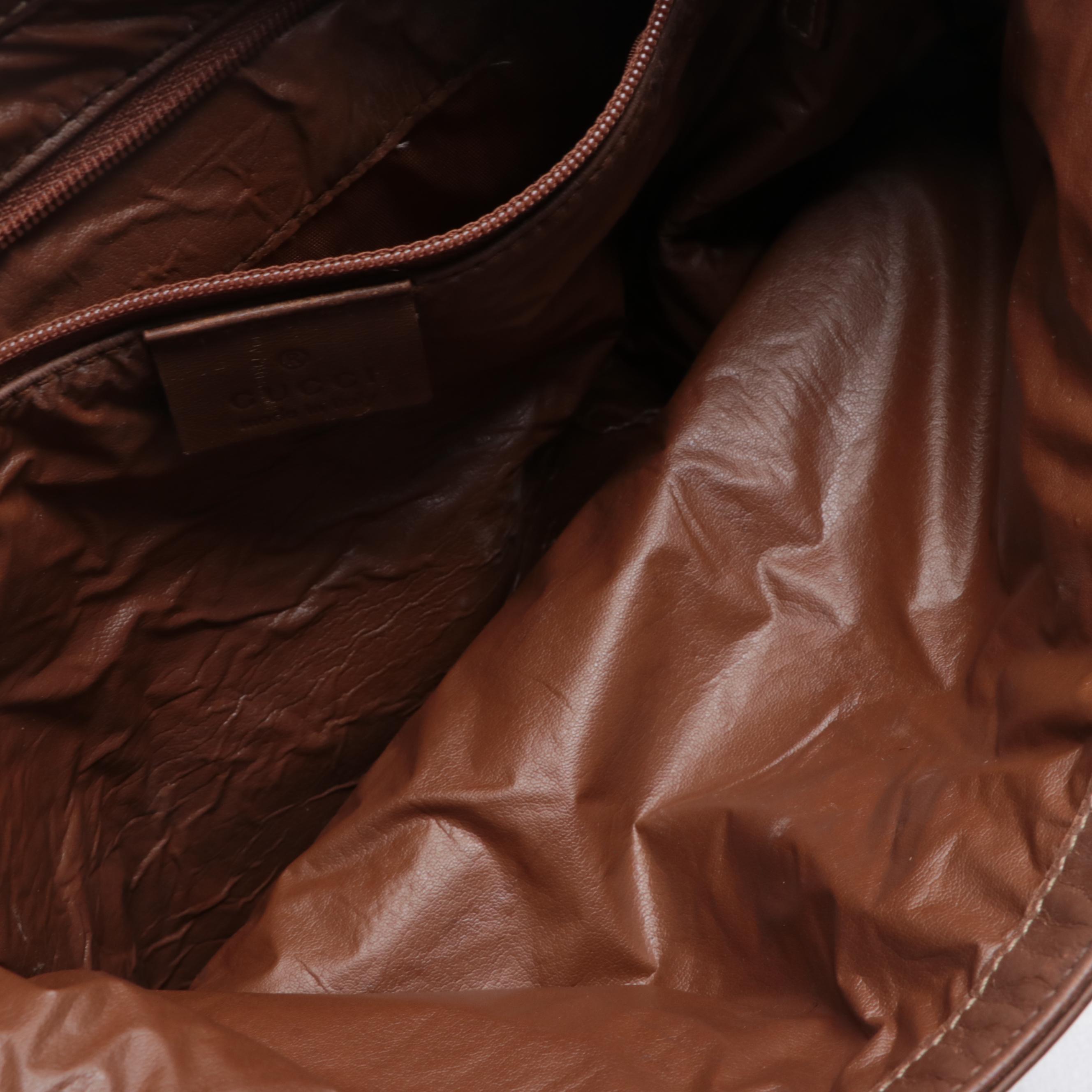 Gucci Web Stripe Shoulder Bag in GG Canvas with Leather Trim