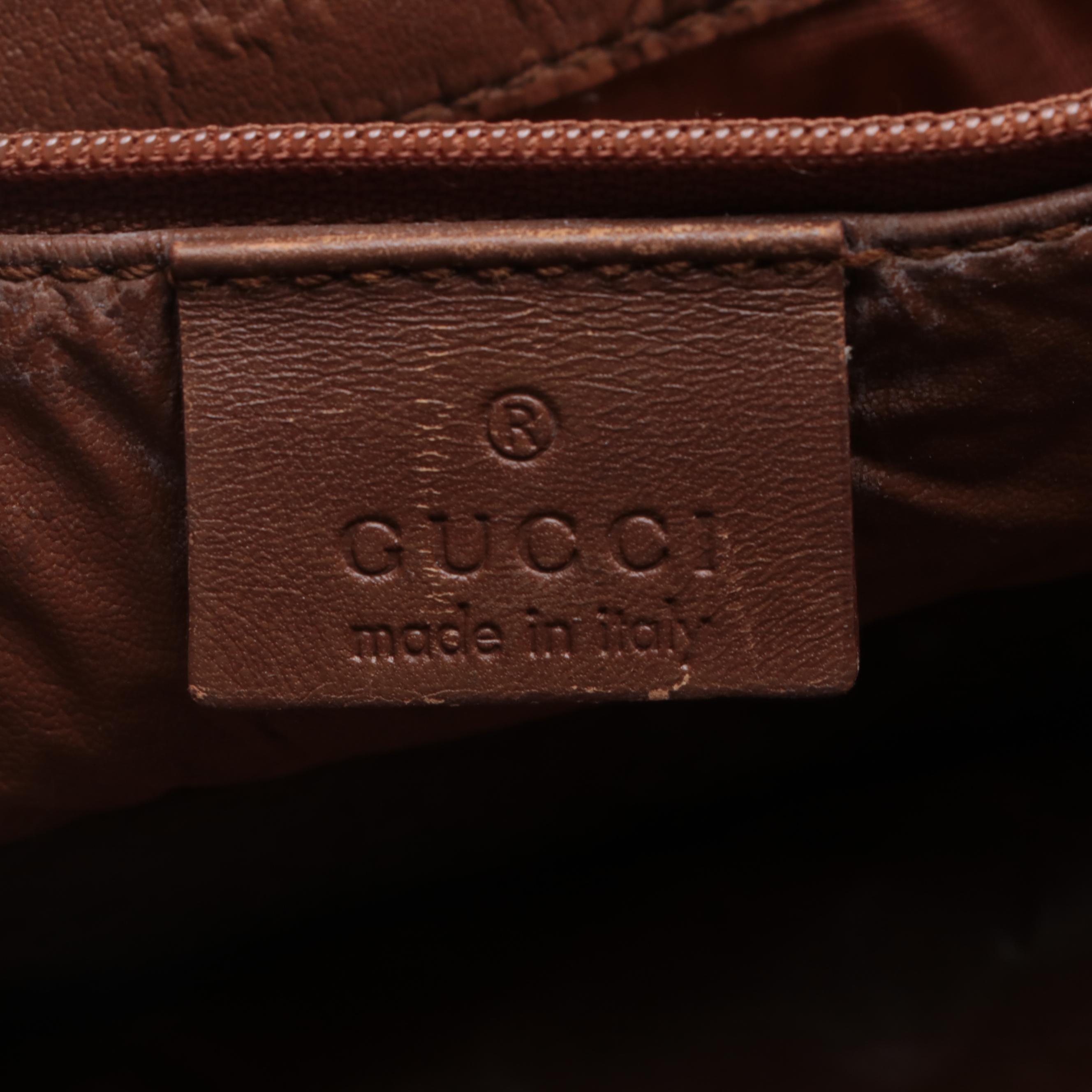 Gucci Web Stripe Shoulder Bag in GG Canvas with Leather Trim