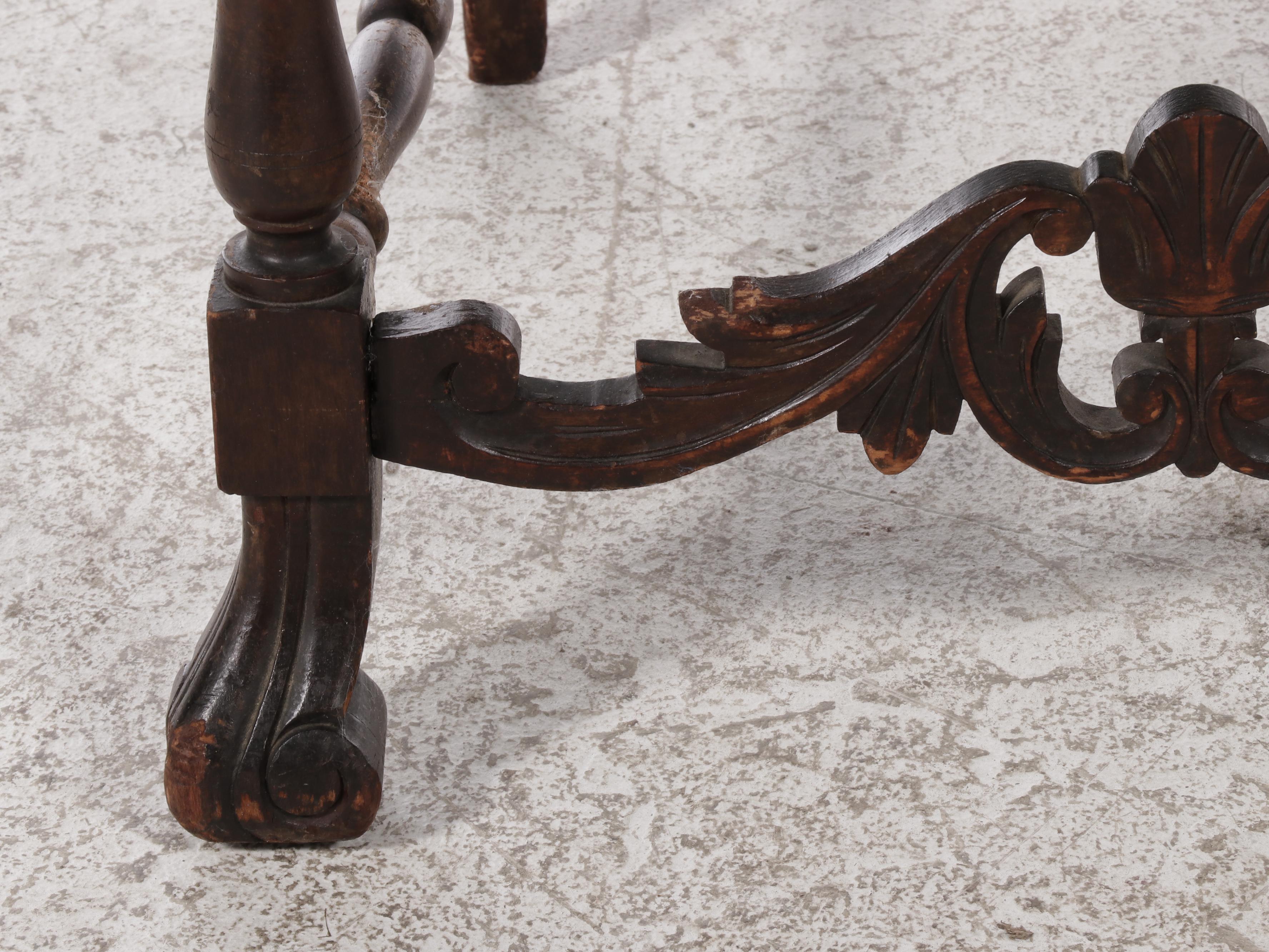 French Louis XIV Style Carved Walnut Armchair with Needlepoint