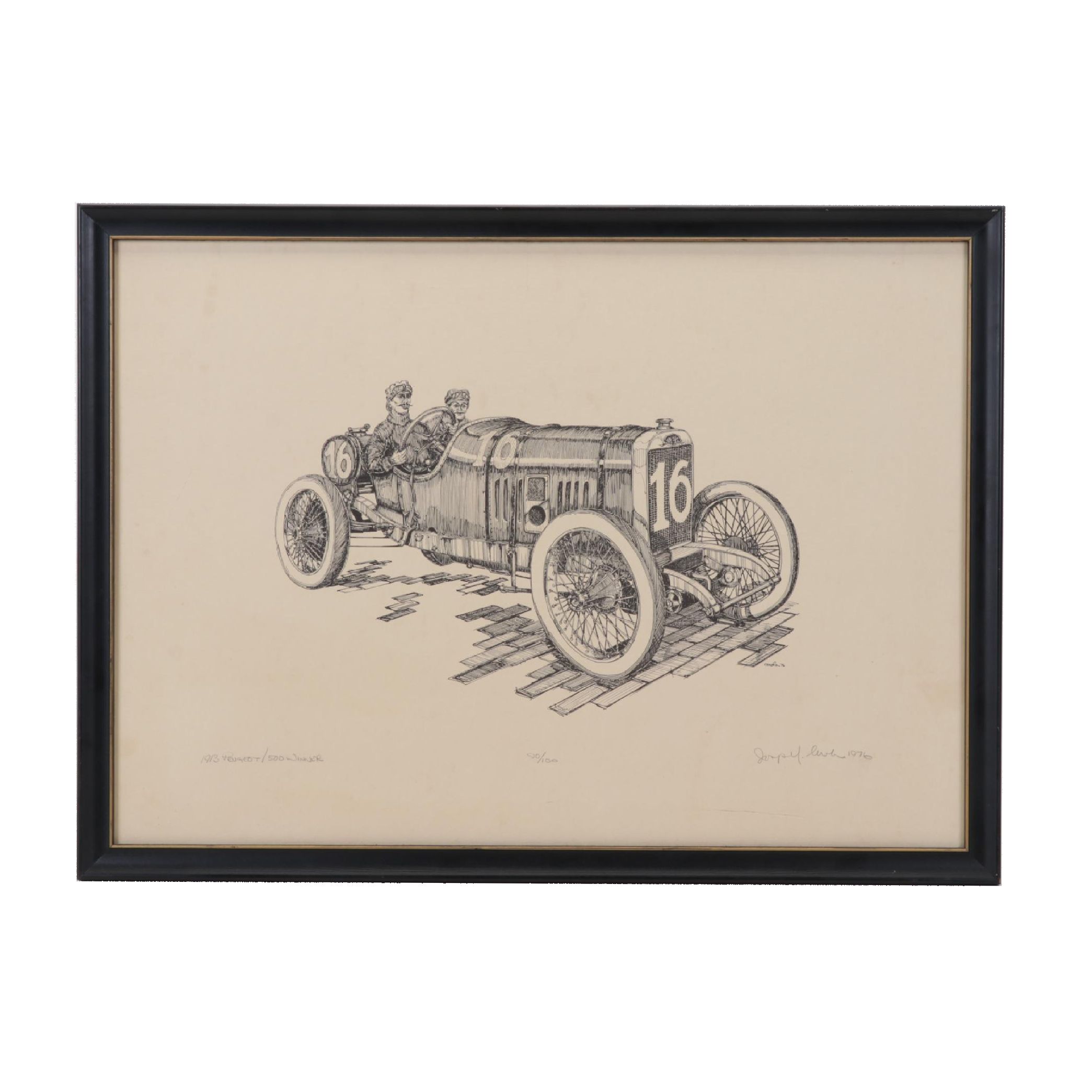 Indy 500 Lithograph "1913 Peugeot / 500 Winner," 1976