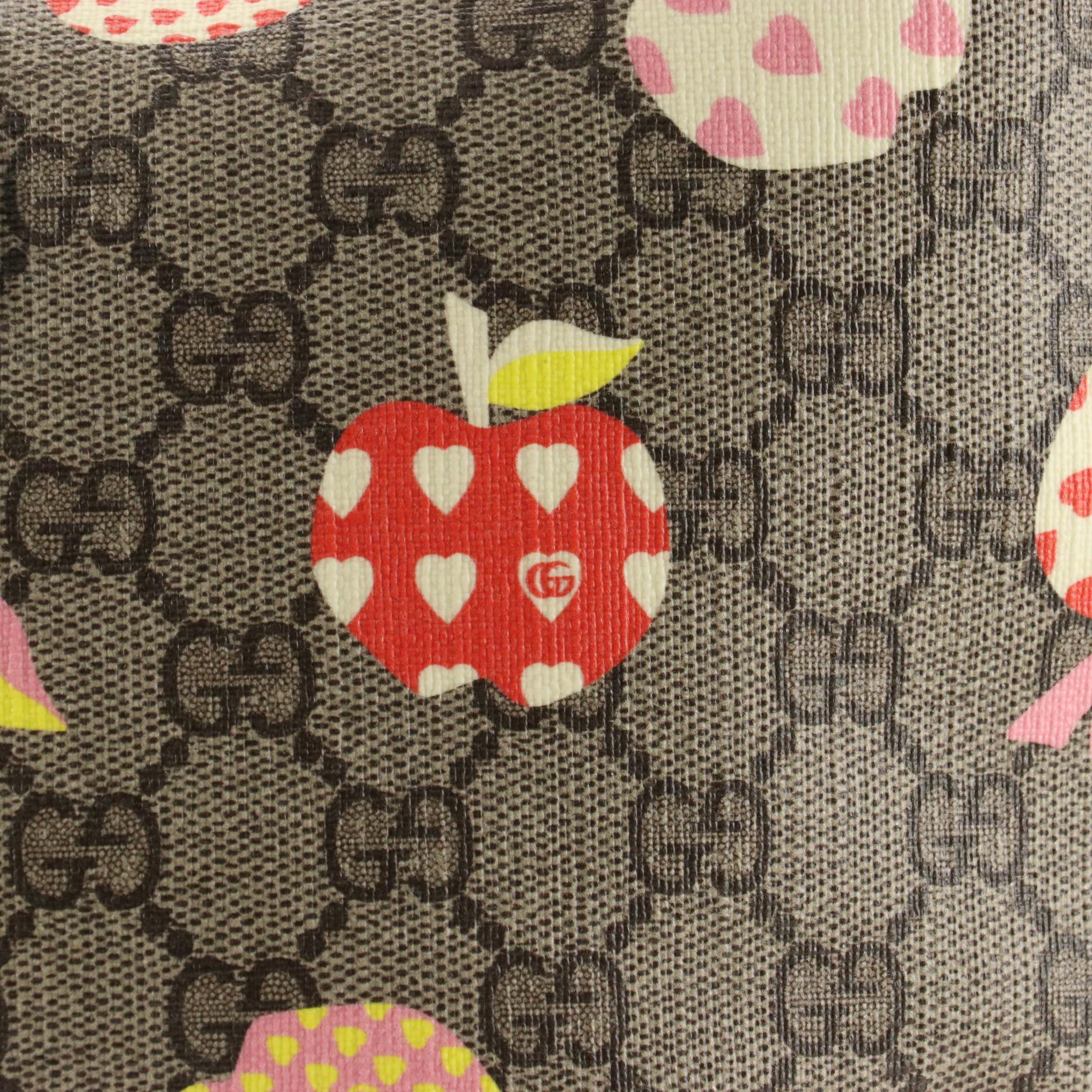 Gucci Ophidia Half Moon Hobo in Apple Print Supreme Canvas