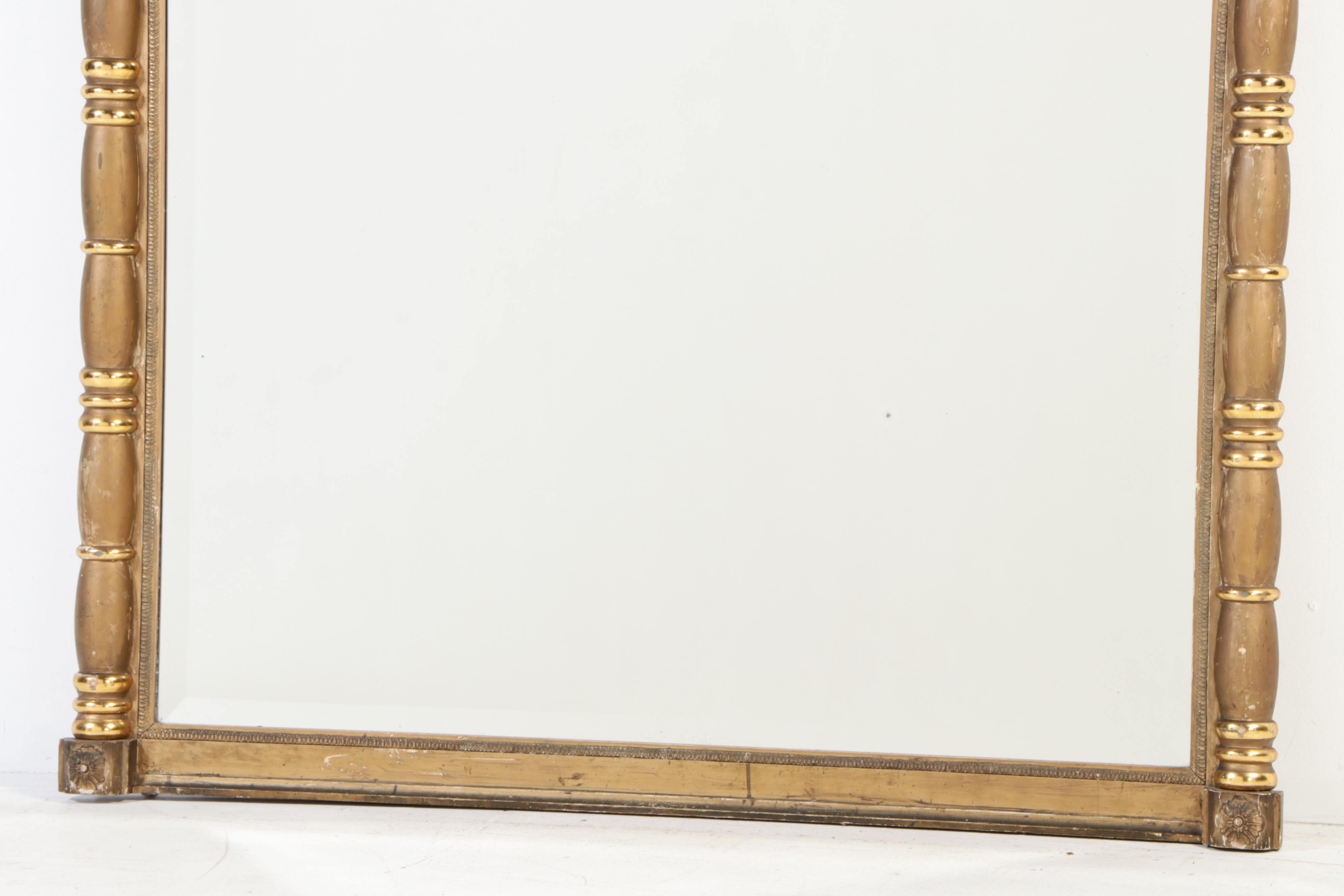 Large American Empire Revival Giltwood and Composition Split-Baluster Mirror