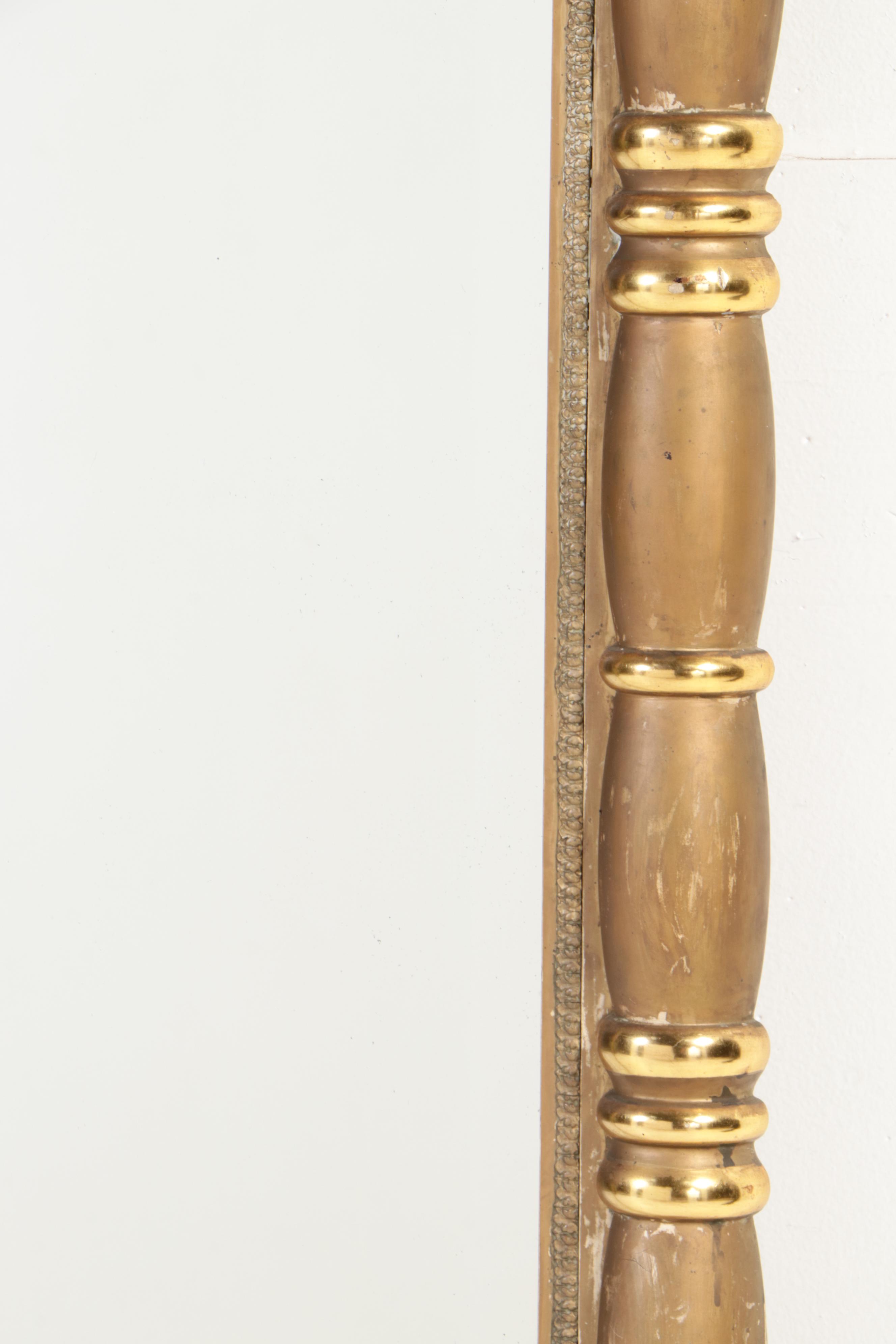 Large American Empire Revival Giltwood and Composition Split-Baluster Mirror