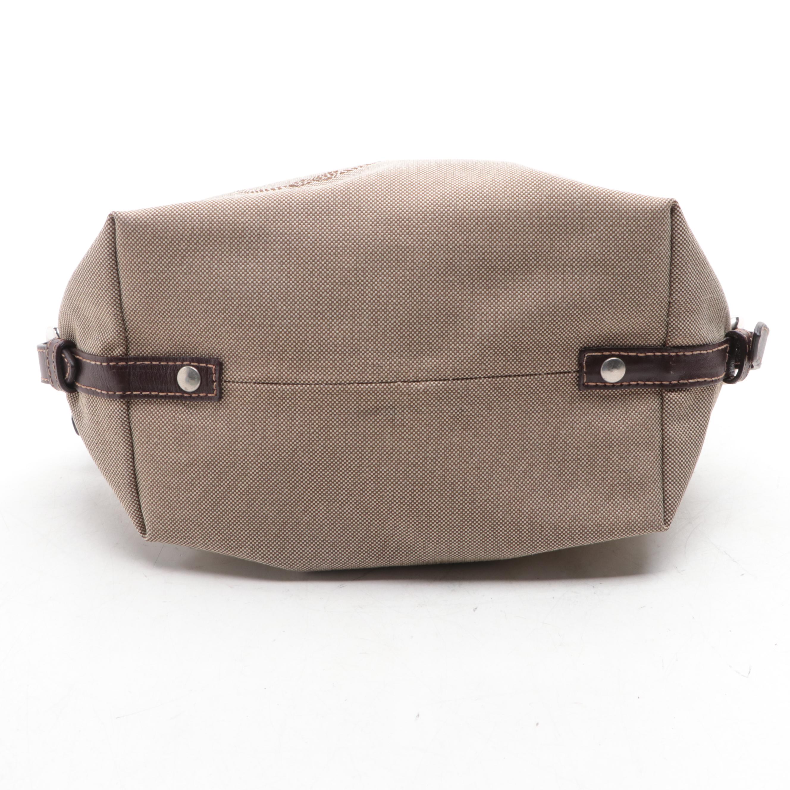 Prada Logo Toiletry Pouch in Canvas with Leather Trim