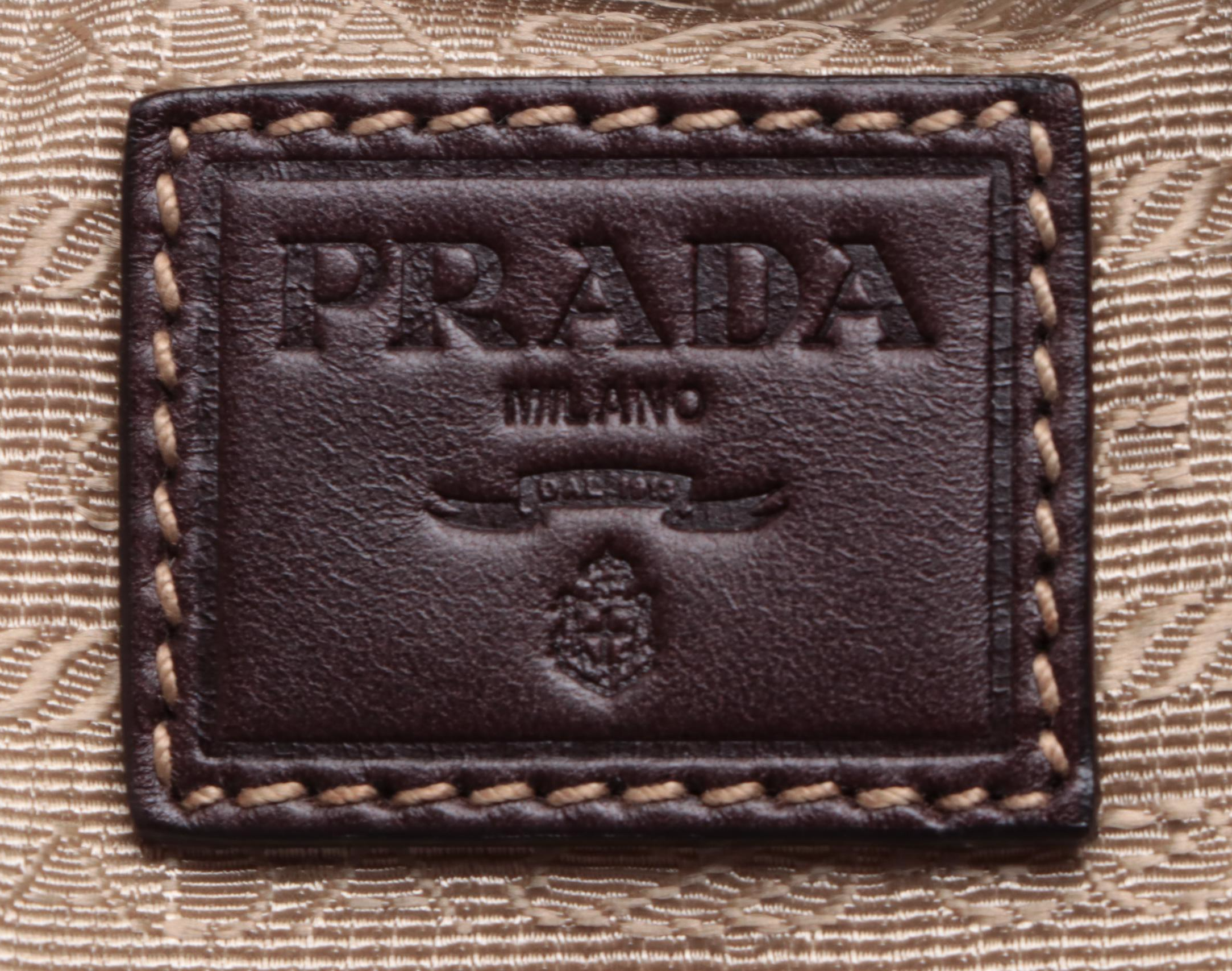 Prada Logo Toiletry Pouch in Canvas with Leather Trim