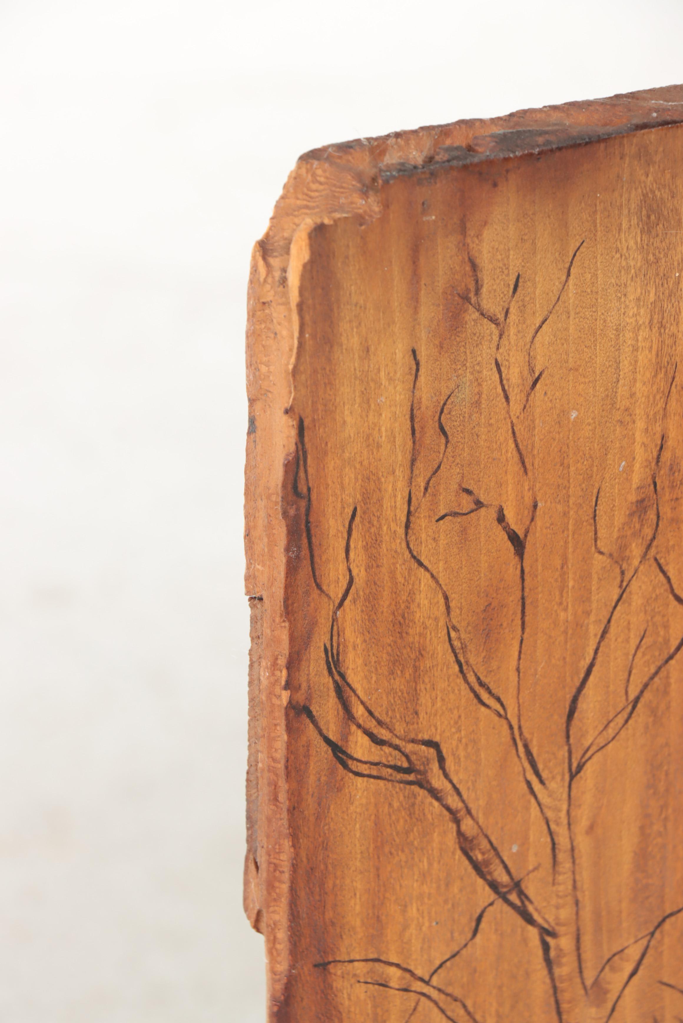 Incised Wooden Panel with Churchyard Scene