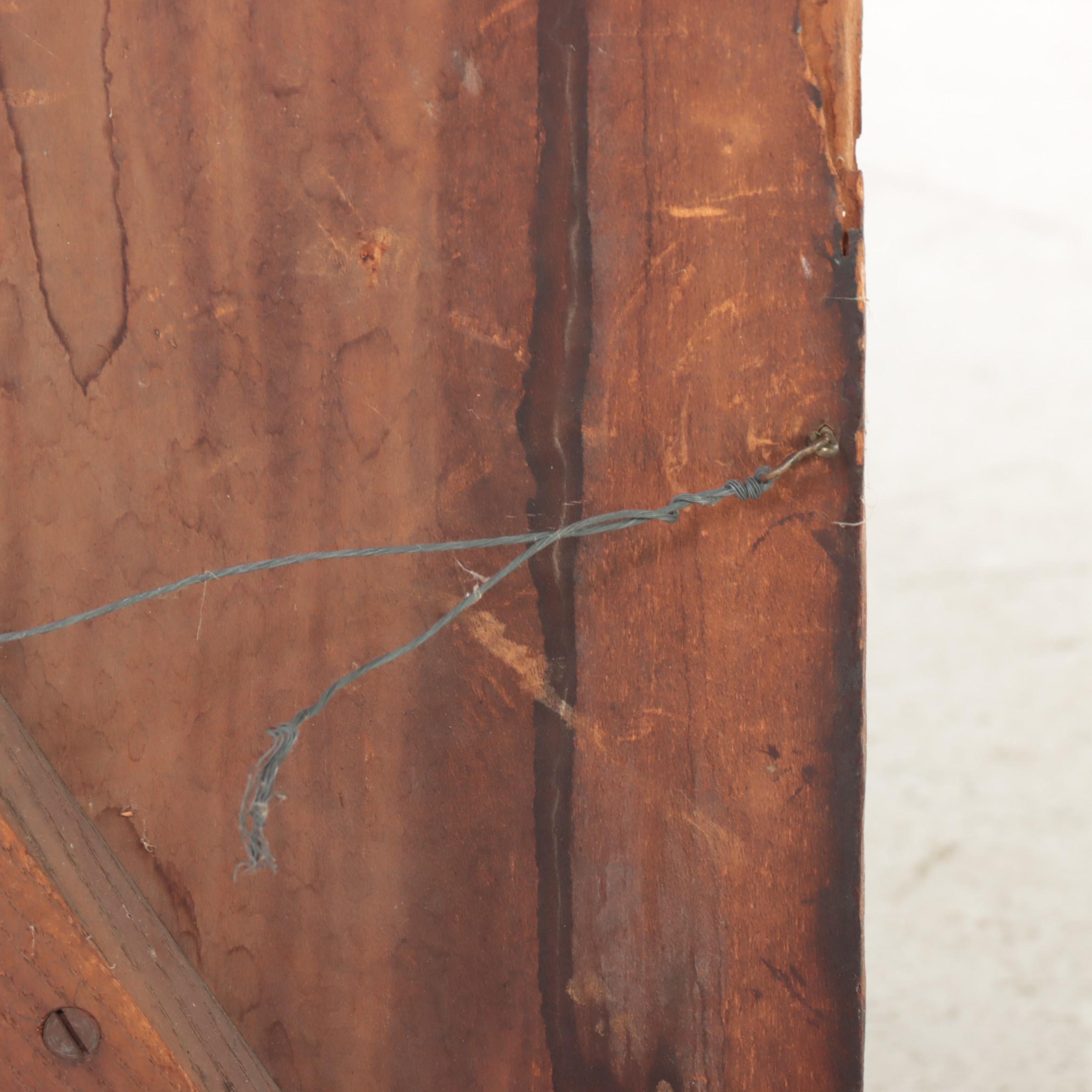 Incised Wooden Panel with Churchyard Scene