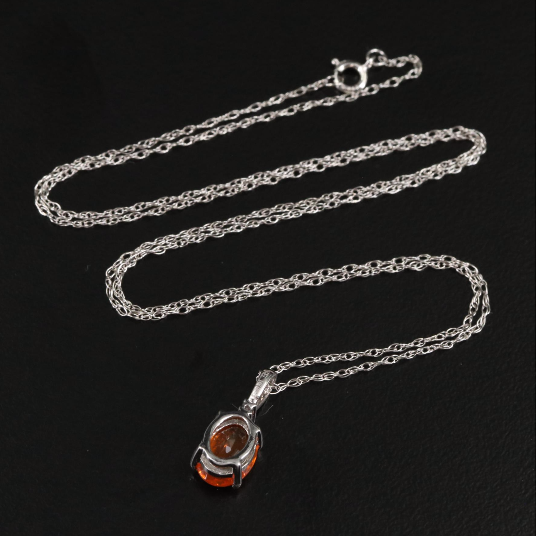 14K Fire Opal and Diamond Pendant Necklace