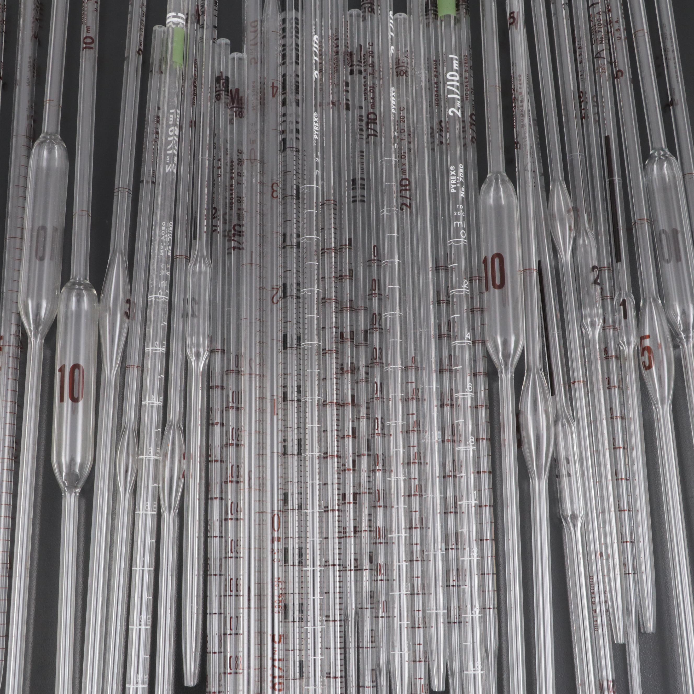 Pyrex and Kimax Glass Beaker Collection with Glass Pipettes