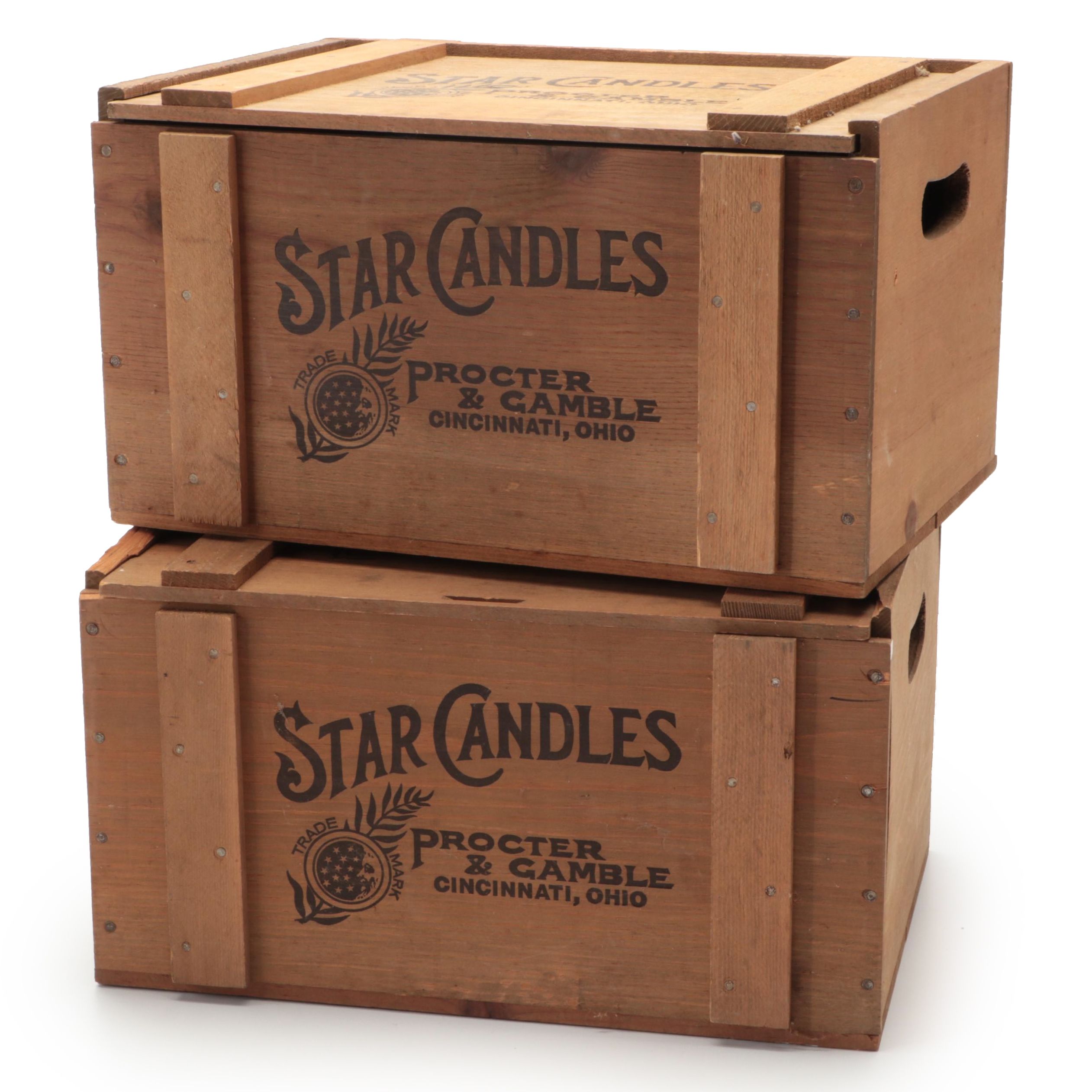 Procter & Gamble Star Candles Wooden Crates, Mid/Late 20th C.