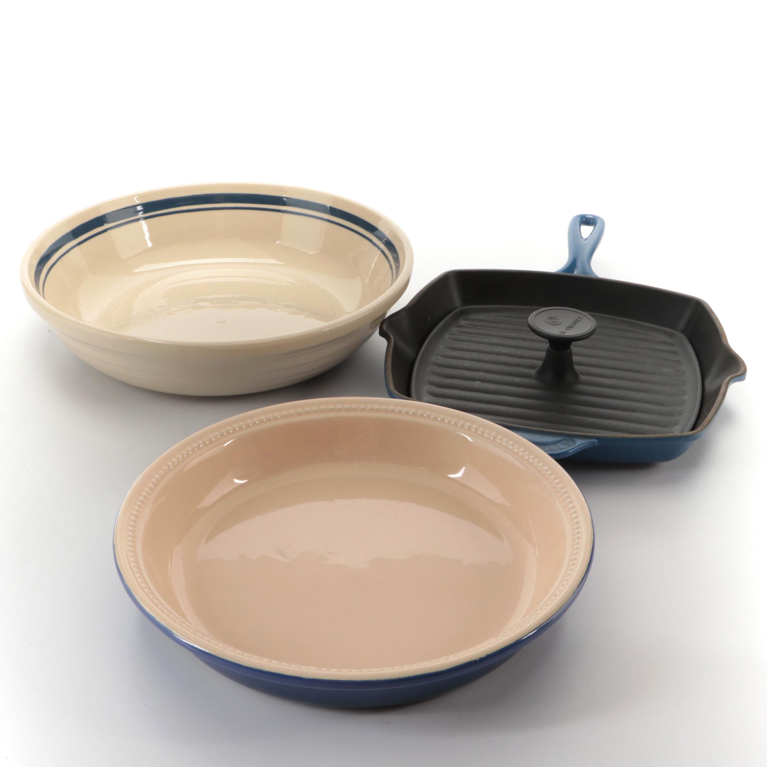 Le Creuset Marseille Cast Iron Griddle and Pie Pan with Other Serving Bowl