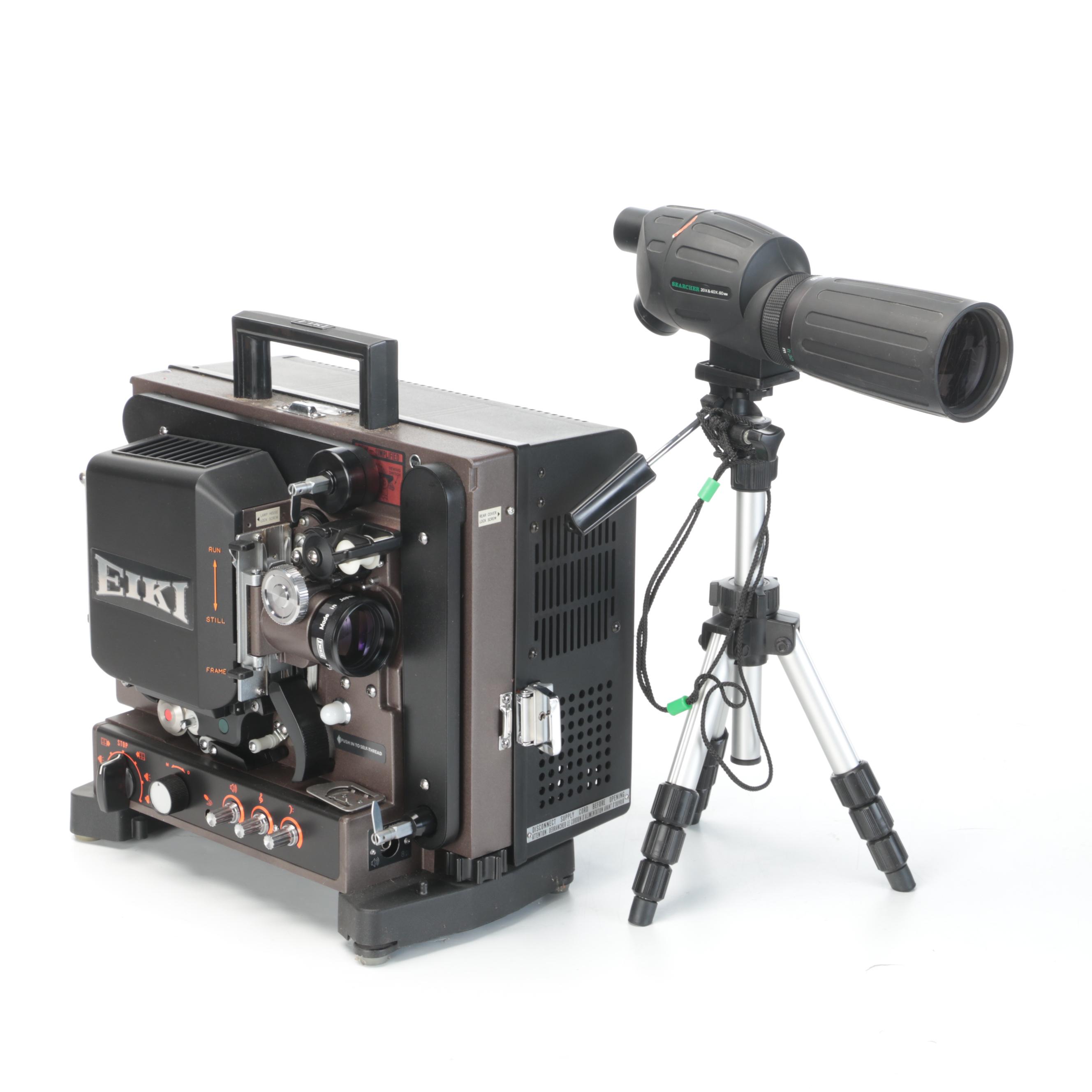 Eiki Model NT-2 16mm Projector with Swift Searcher Spotting Scope and Tripod