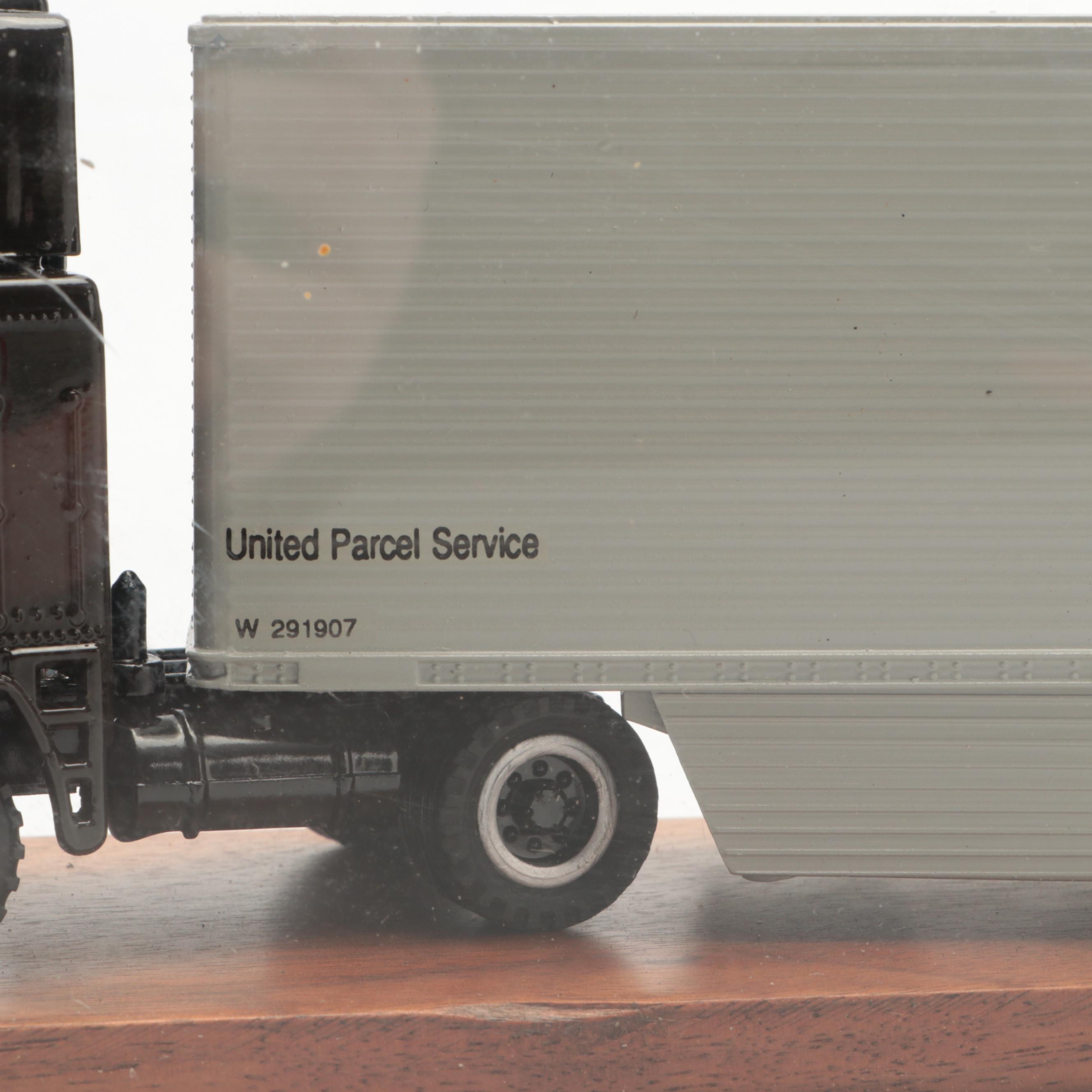 UPS Double Tractor Trailer Diecast Model in Display Case
