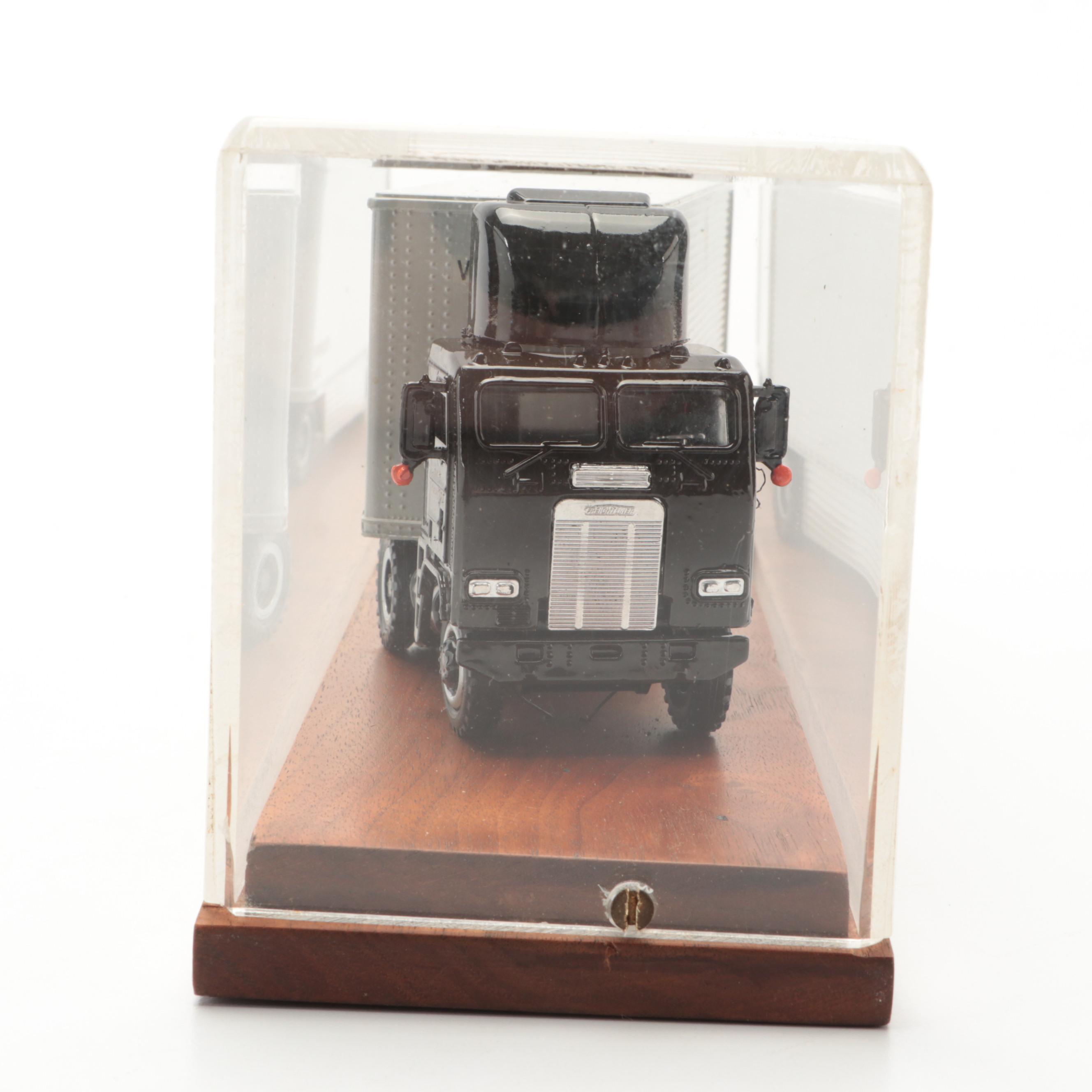 UPS Double Tractor Trailer Diecast Model in Display Case