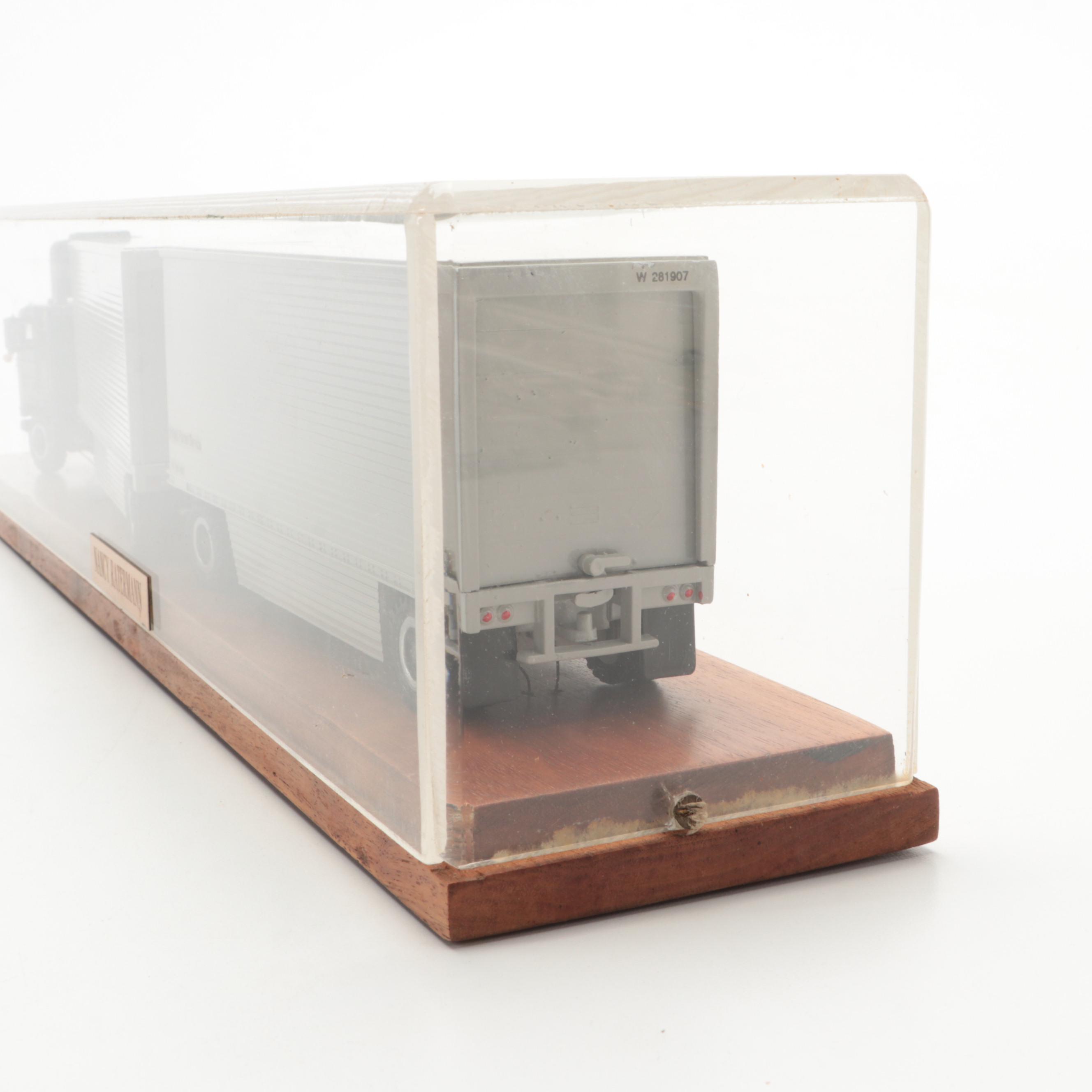 UPS Double Tractor Trailer Diecast Model in Display Case