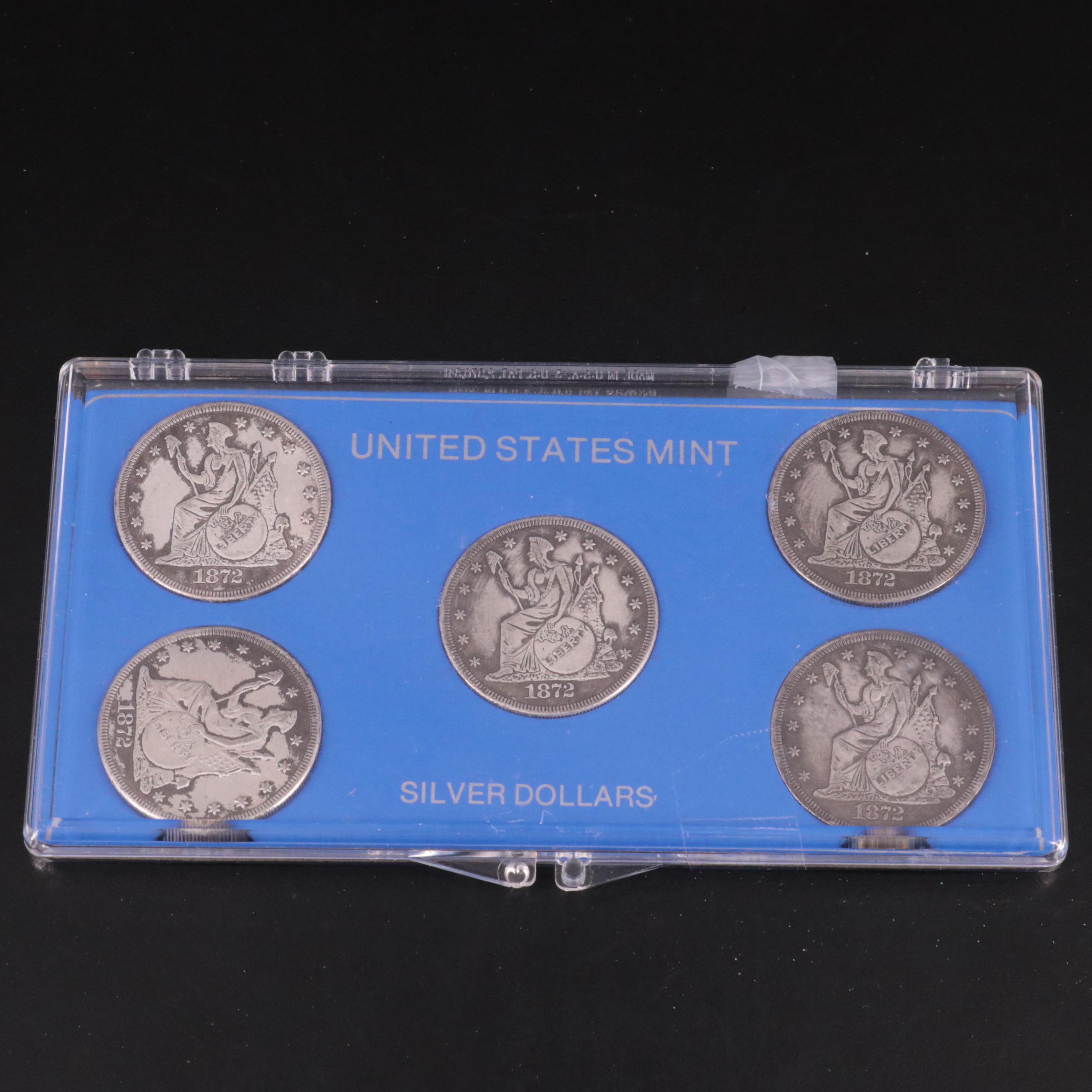 Group of Five 1872 Fantasy Silver Dollars