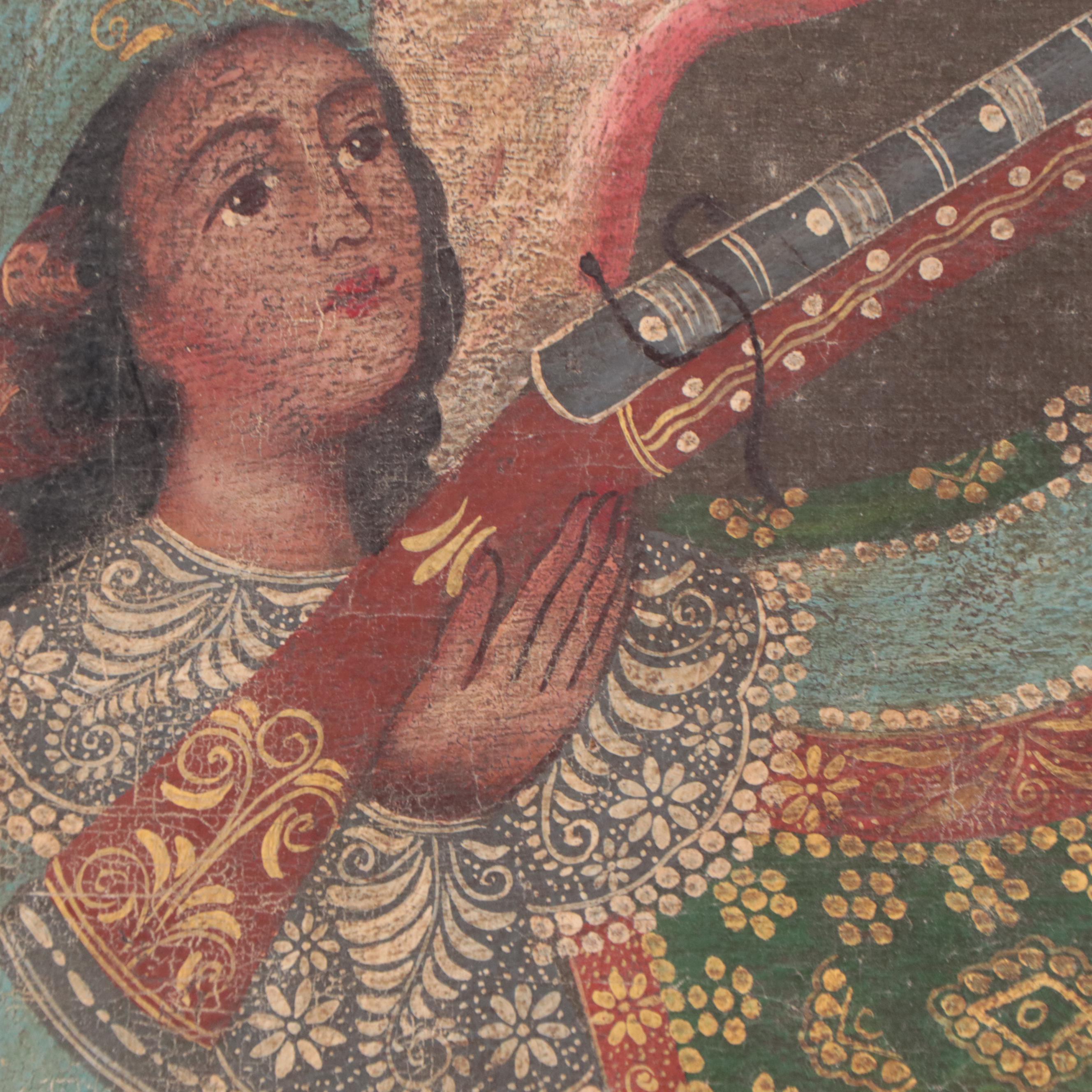 Cuzco School Angel with Arquebus Oil Painting