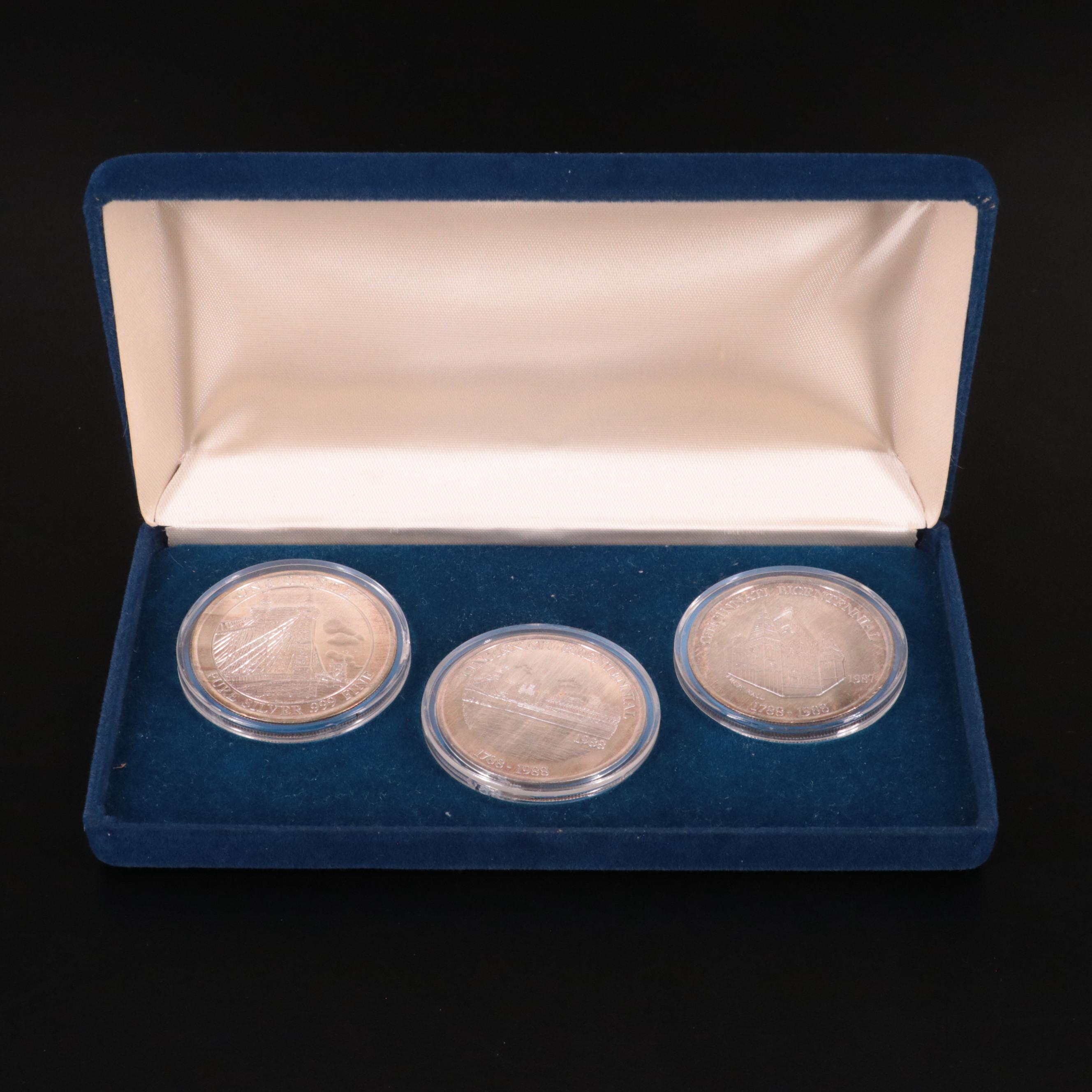 Three One Ounce .999 Silver Rounds Commemorating the Cincinnati Bicentennial