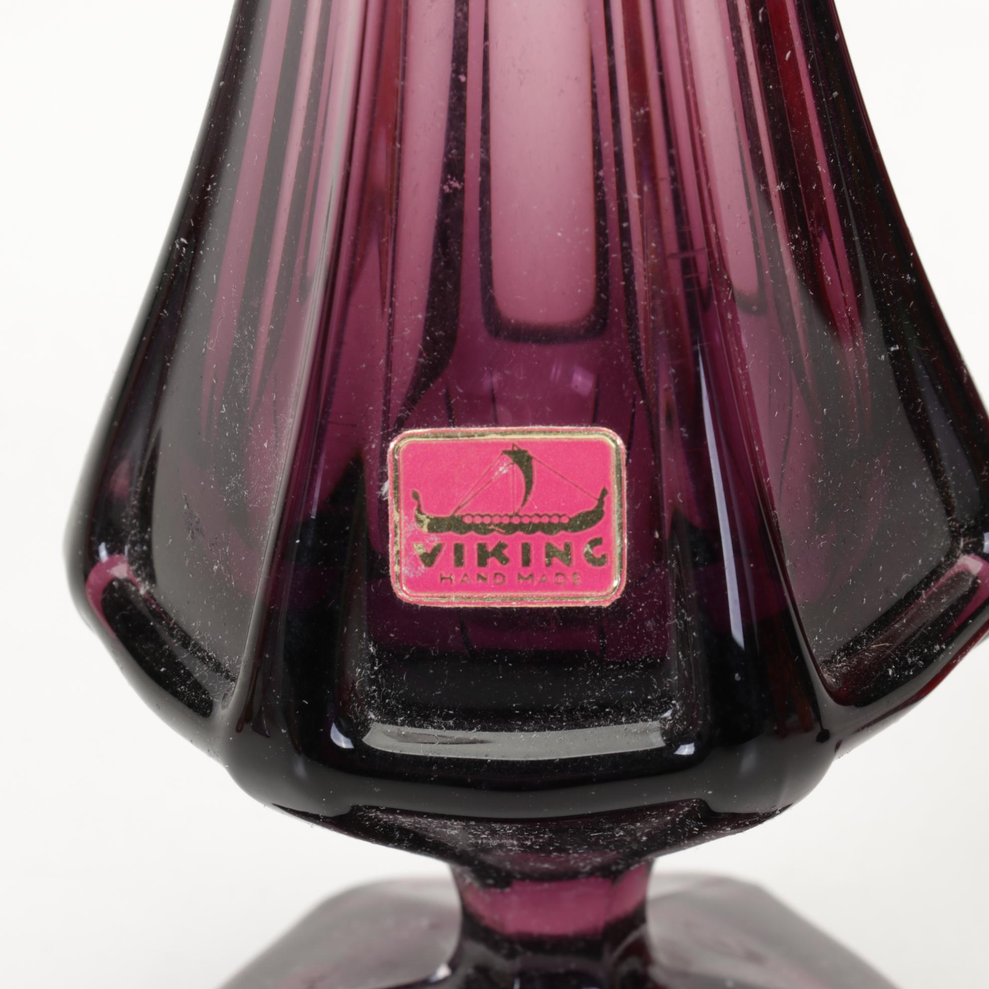 Viking Swung Glass Vases, Fenton Fairy Lamps, More Hobnail, Iridescent Glassware