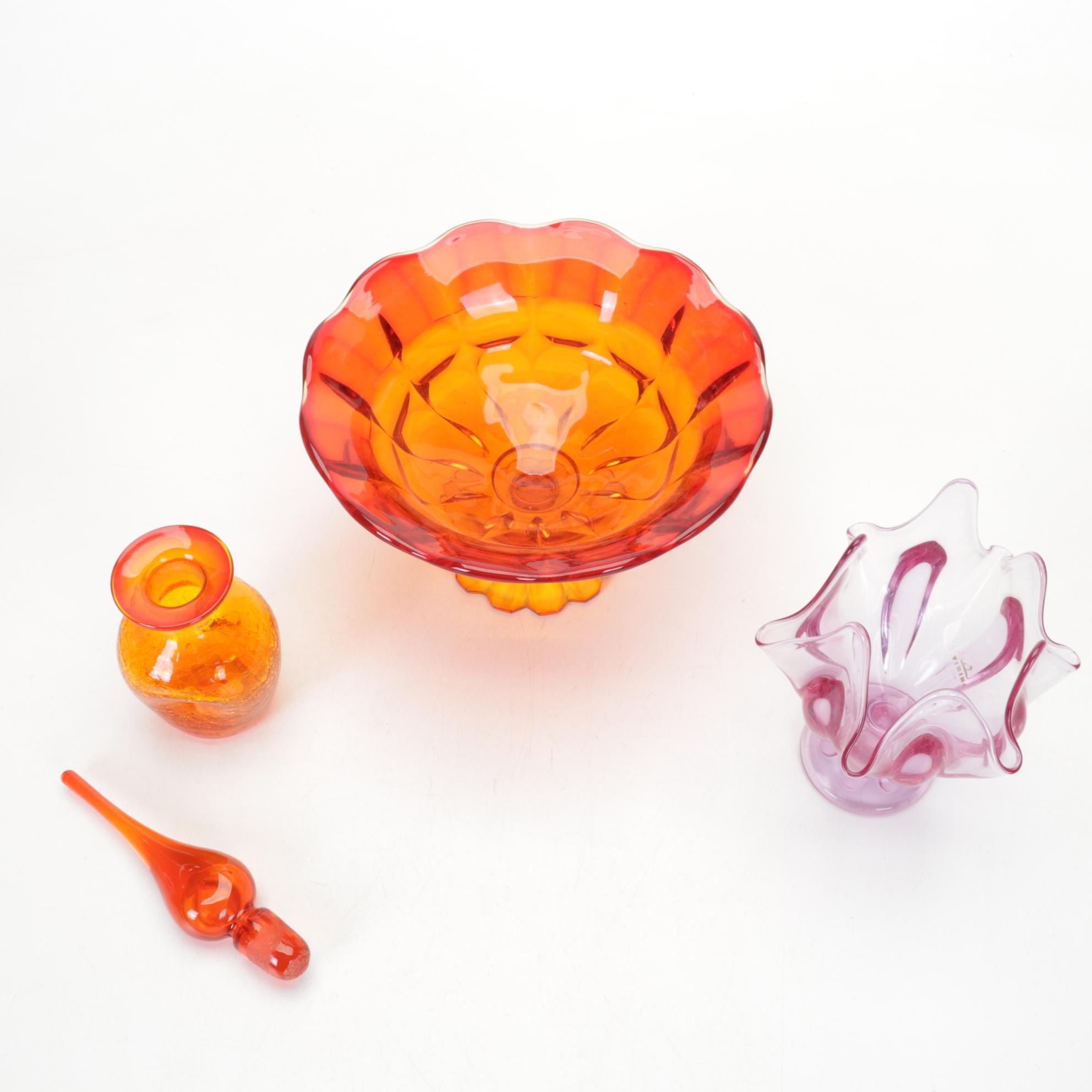 Viking Swung Glass Vases, Fenton Fairy Lamps, More Hobnail, Iridescent Glassware