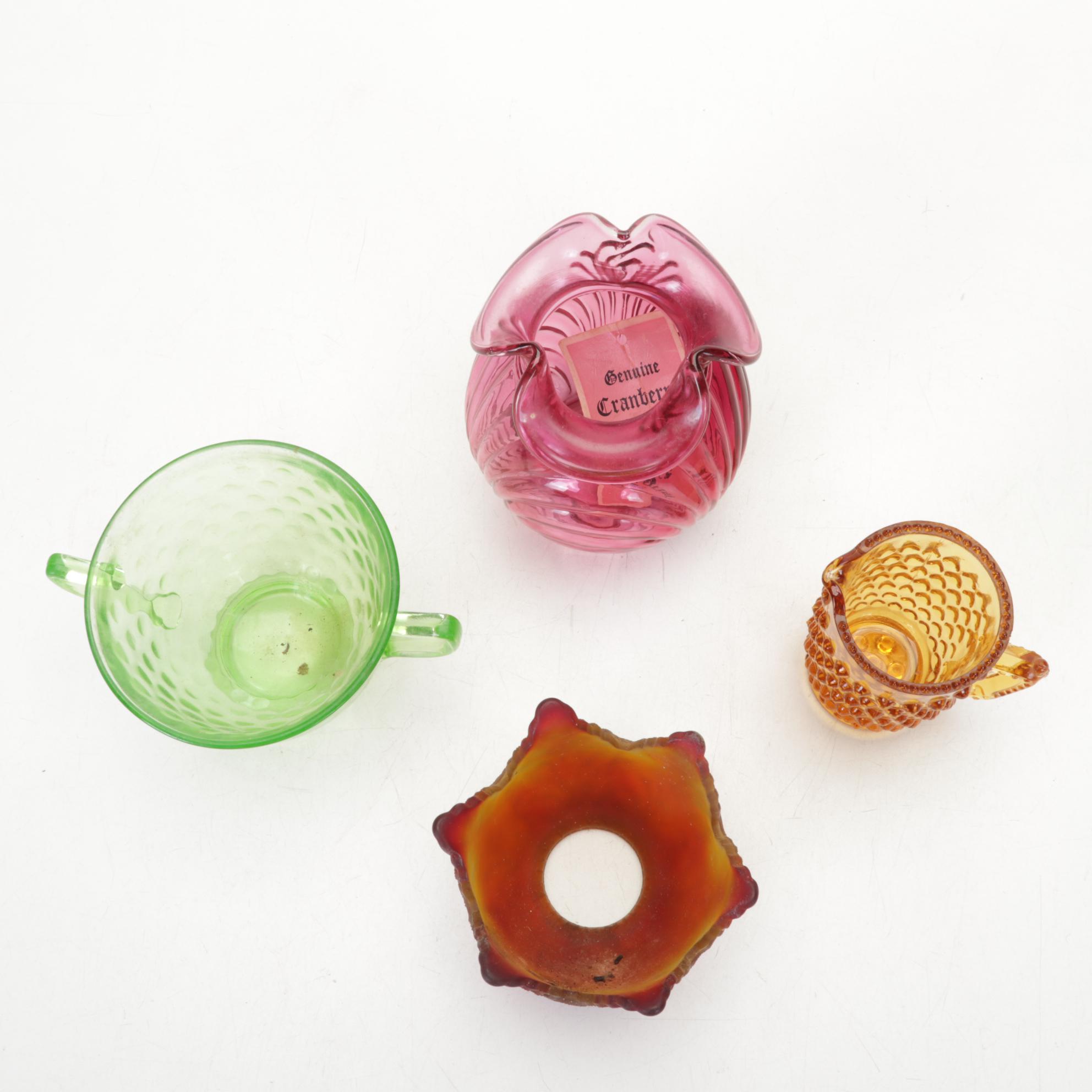 Viking Swung Glass Vases, Fenton Fairy Lamps, More Hobnail, Iridescent Glassware