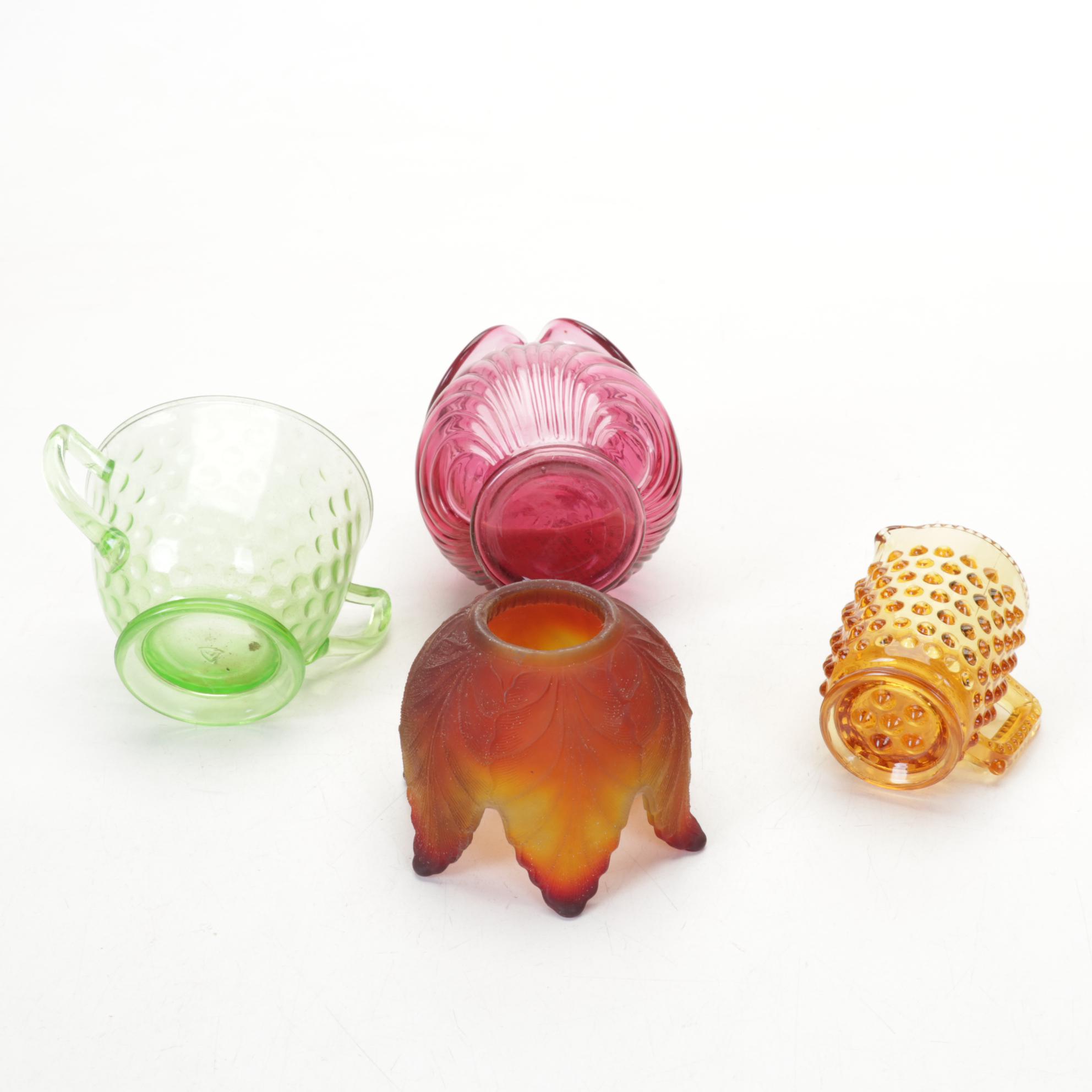 Viking Swung Glass Vases, Fenton Fairy Lamps, More Hobnail, Iridescent Glassware