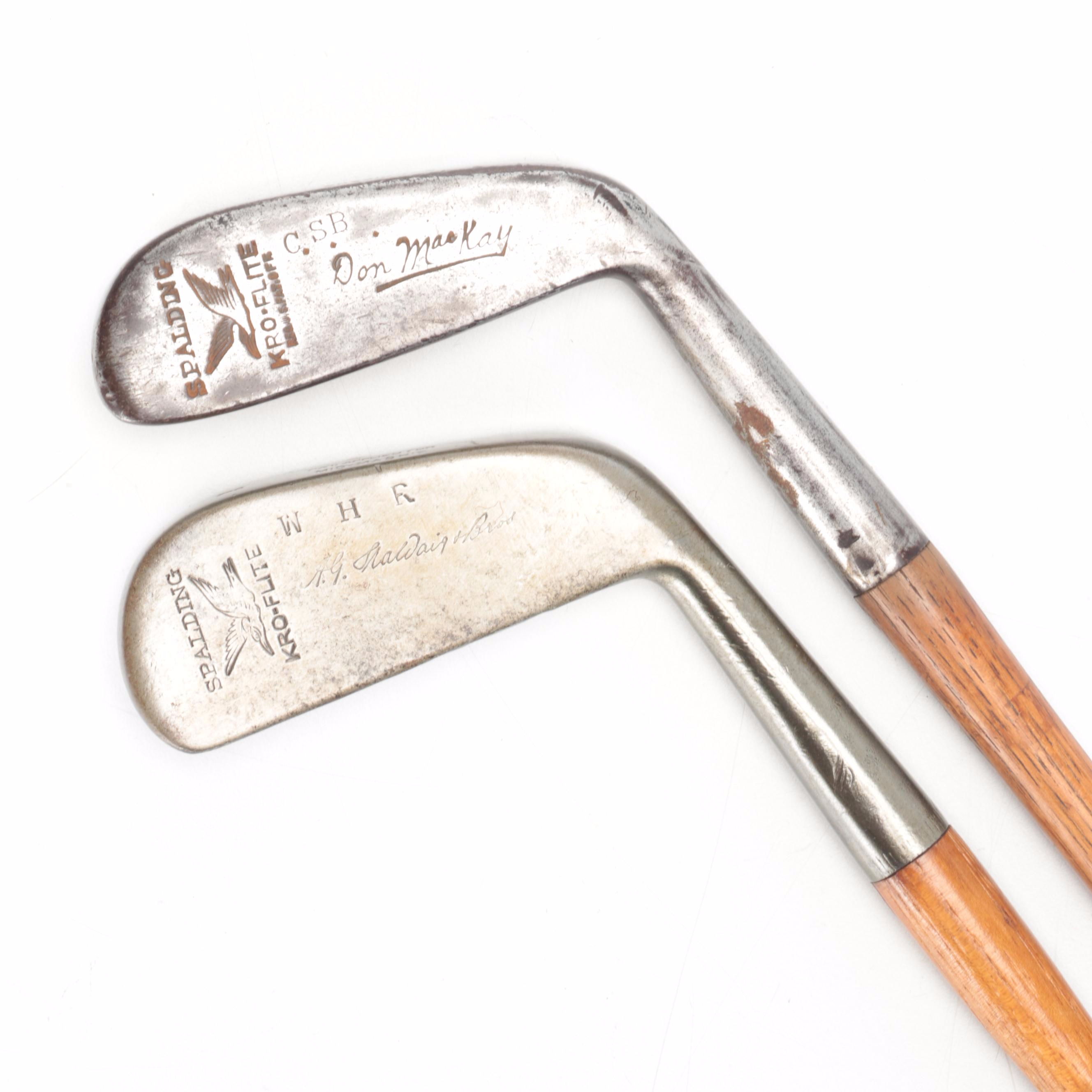 Spalding Ky Laffoon 3 Wood and Other Spalding Kro-Flite Hickory Shaft Golf Clubs