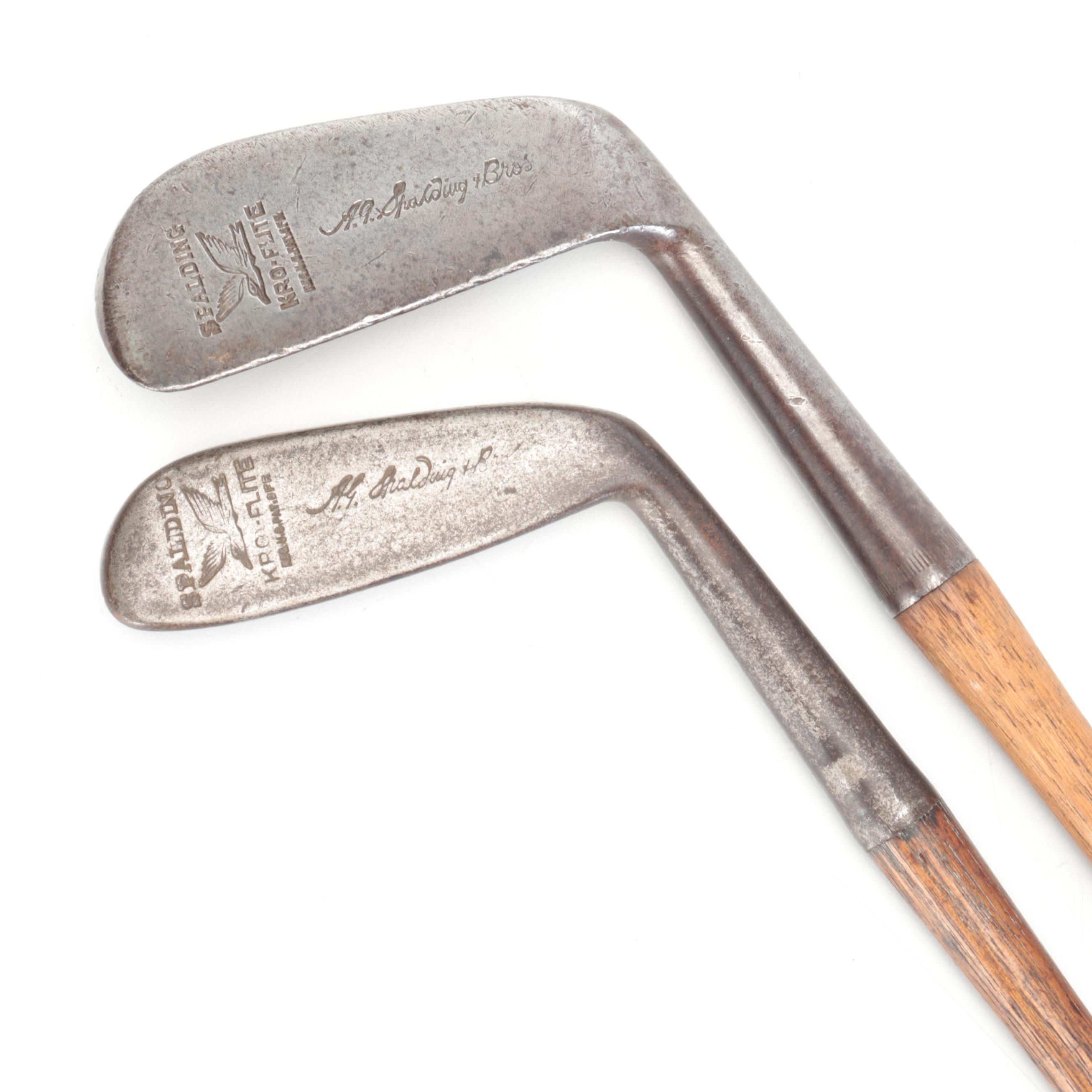 Spalding Ky Laffoon 3 Wood and Other Spalding Kro-Flite Hickory Shaft Golf Clubs