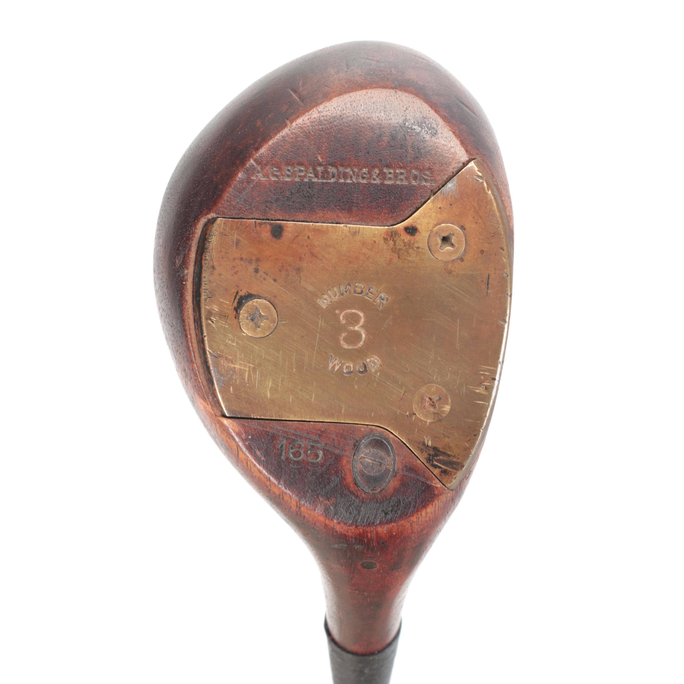 Spalding Ky Laffoon 3 Wood and Other Spalding Kro-Flite Hickory Shaft Golf Clubs