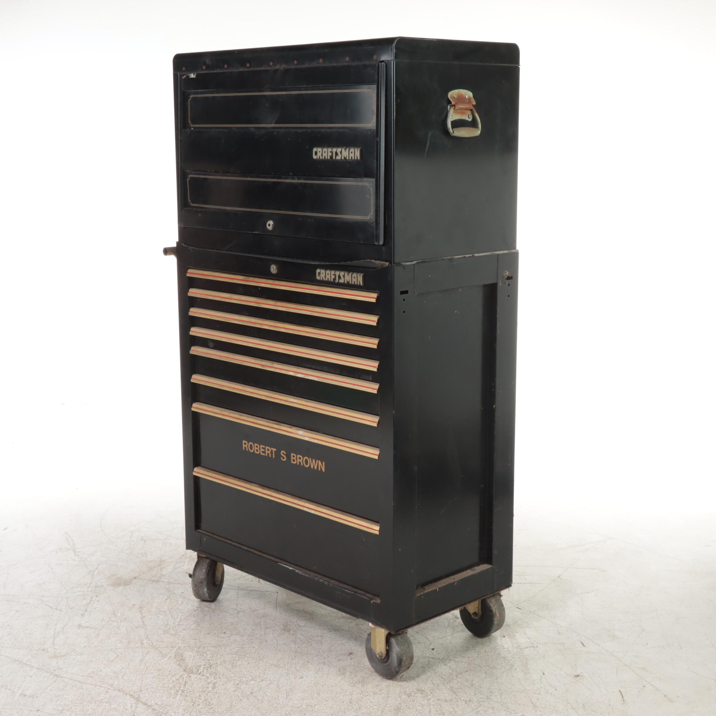 Craftsman Black Steel Two-Part Rolling Tool Storage Cabinet