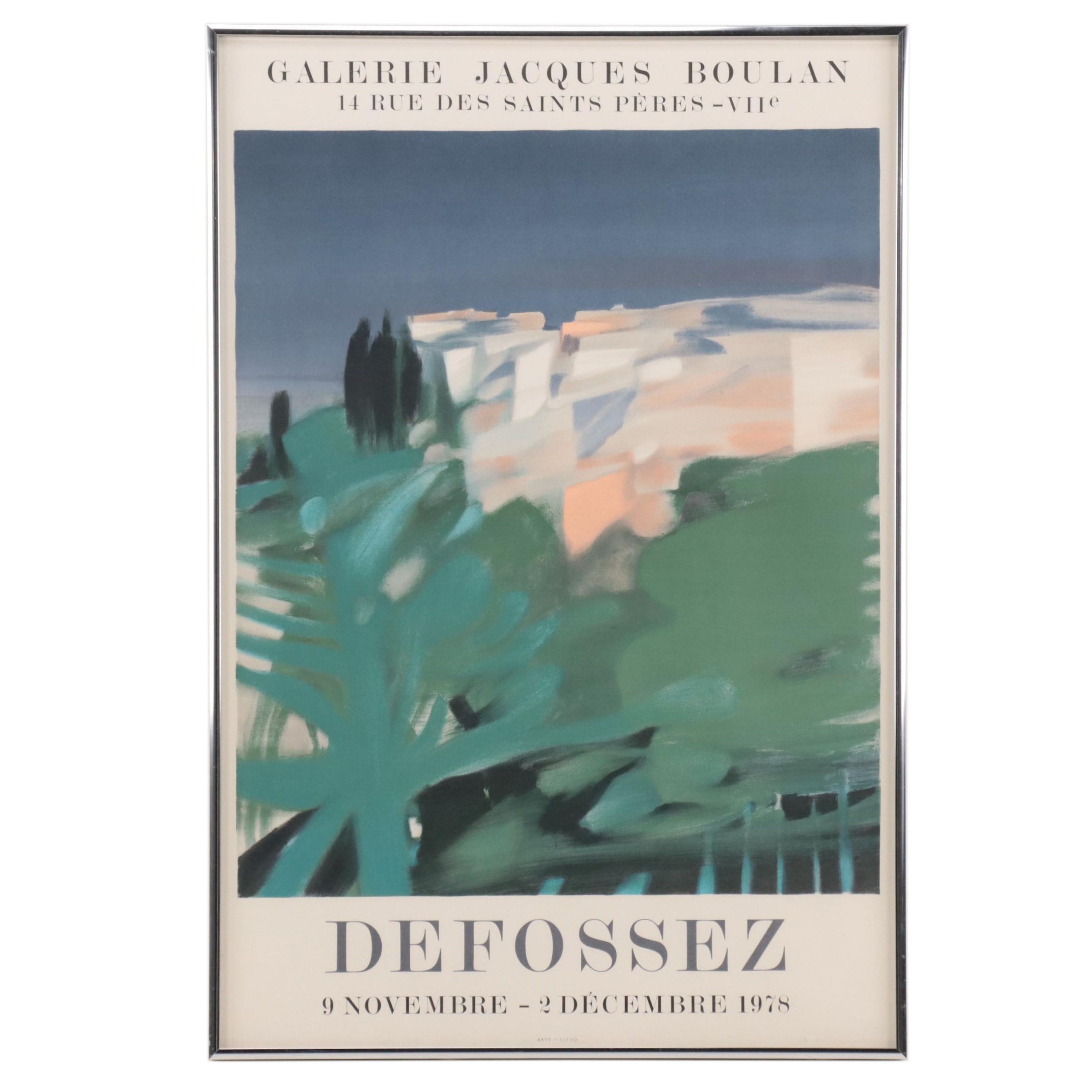 Lithograph Exhibition Poster After Alfred Defossez, 1978