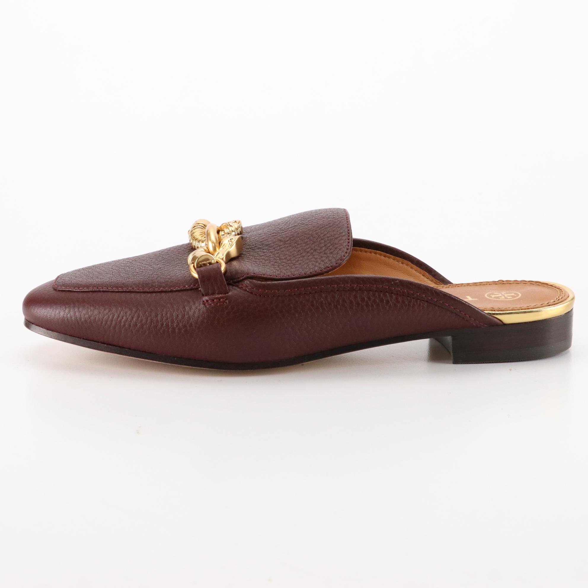 Tory Burch Jessa Mules in Pebbled Leather with Box